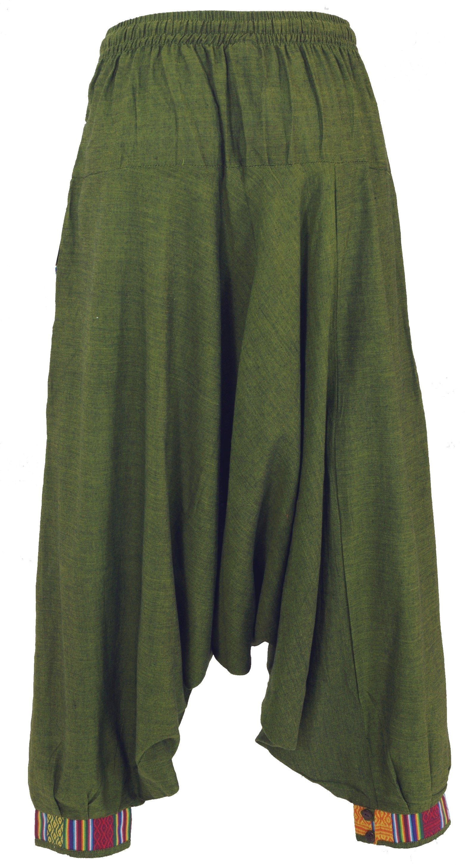 Nepali olivgrün - Ethno alternative Pluderhose, Aladinhose Style, Guru-Shop Bekleidung Relaxhose