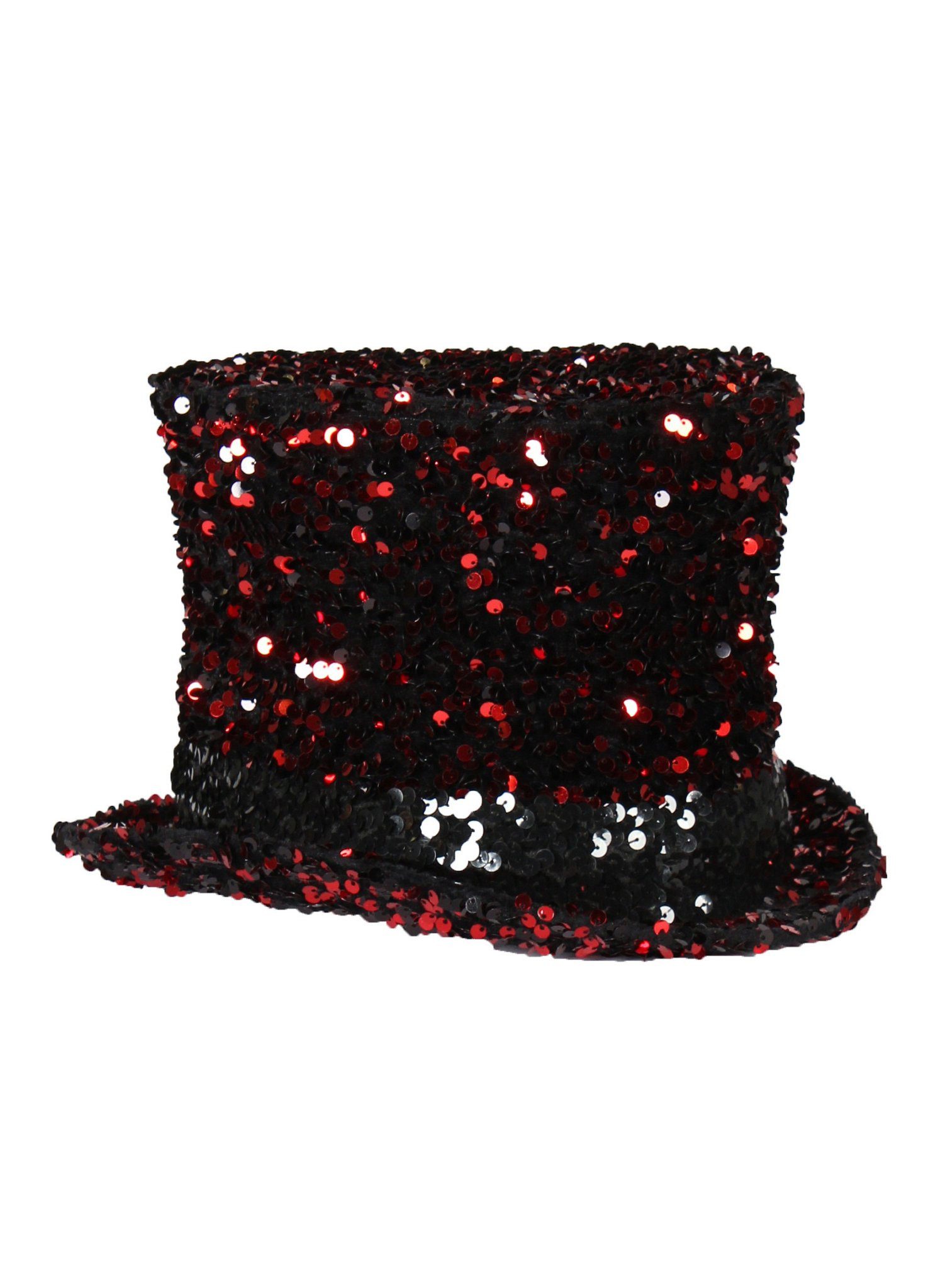 thetru Kostüm Pailletten Zylinder rot, Wirkt gar nicht aufgesetzt: klassischer Hut mit Unmengen an Glitzer!