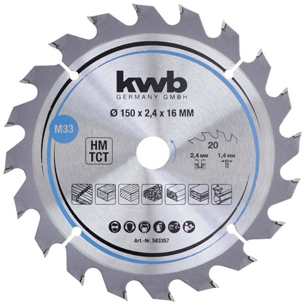 kwb Kreissägeblatt Span-Platten Kreissäge-Blatt, 150 Holz-/Hartholz