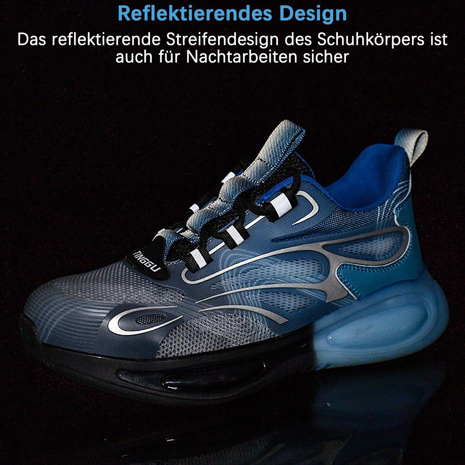 Daisred Sneaker Sicherheitsschuh Arbeitsschuh Stahlkappe Durchtrittschutz mit