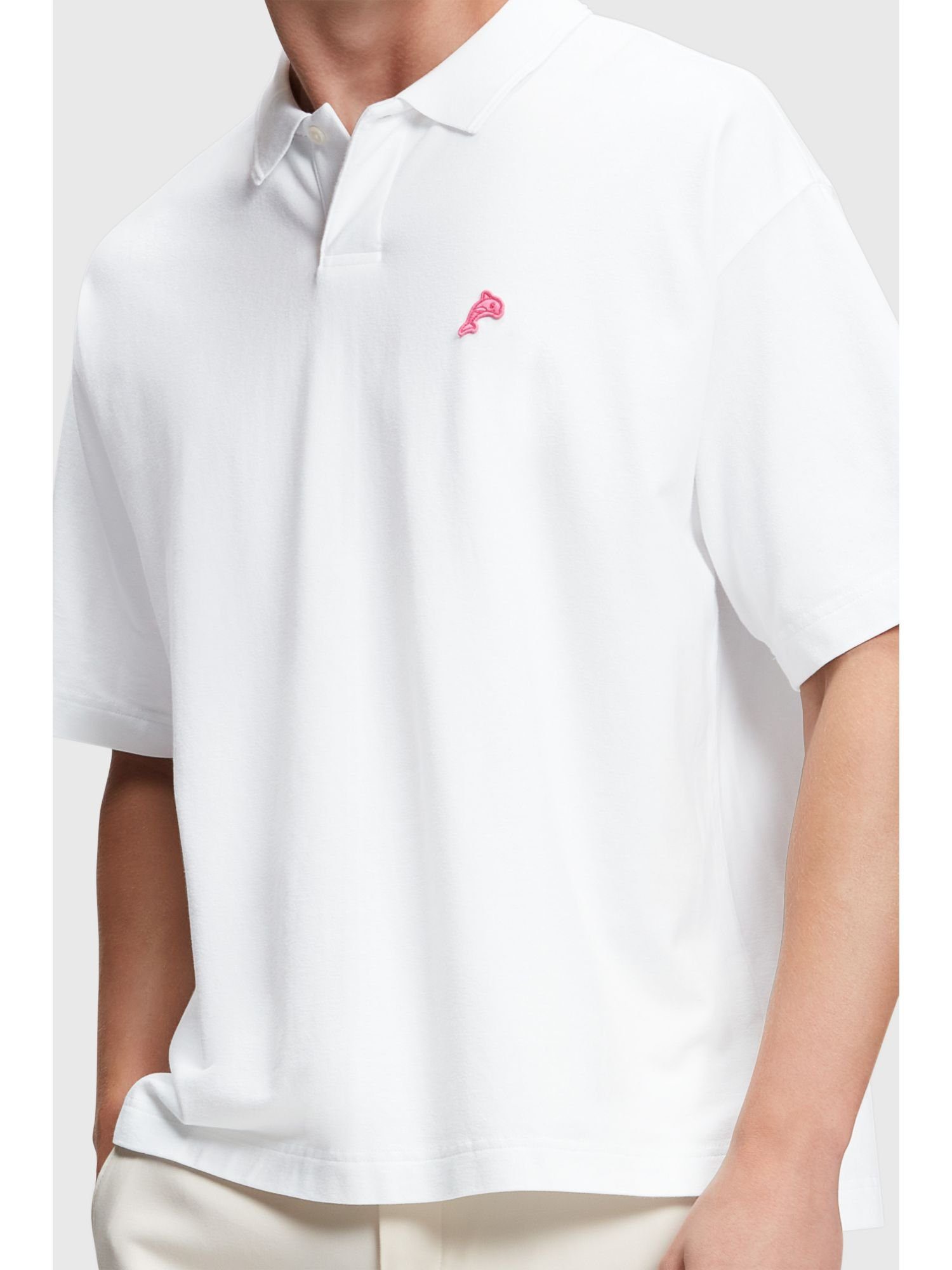 Poloshirt Esprit Dolphin-Badge mit Relaxed WHITE Fit Poloshirt