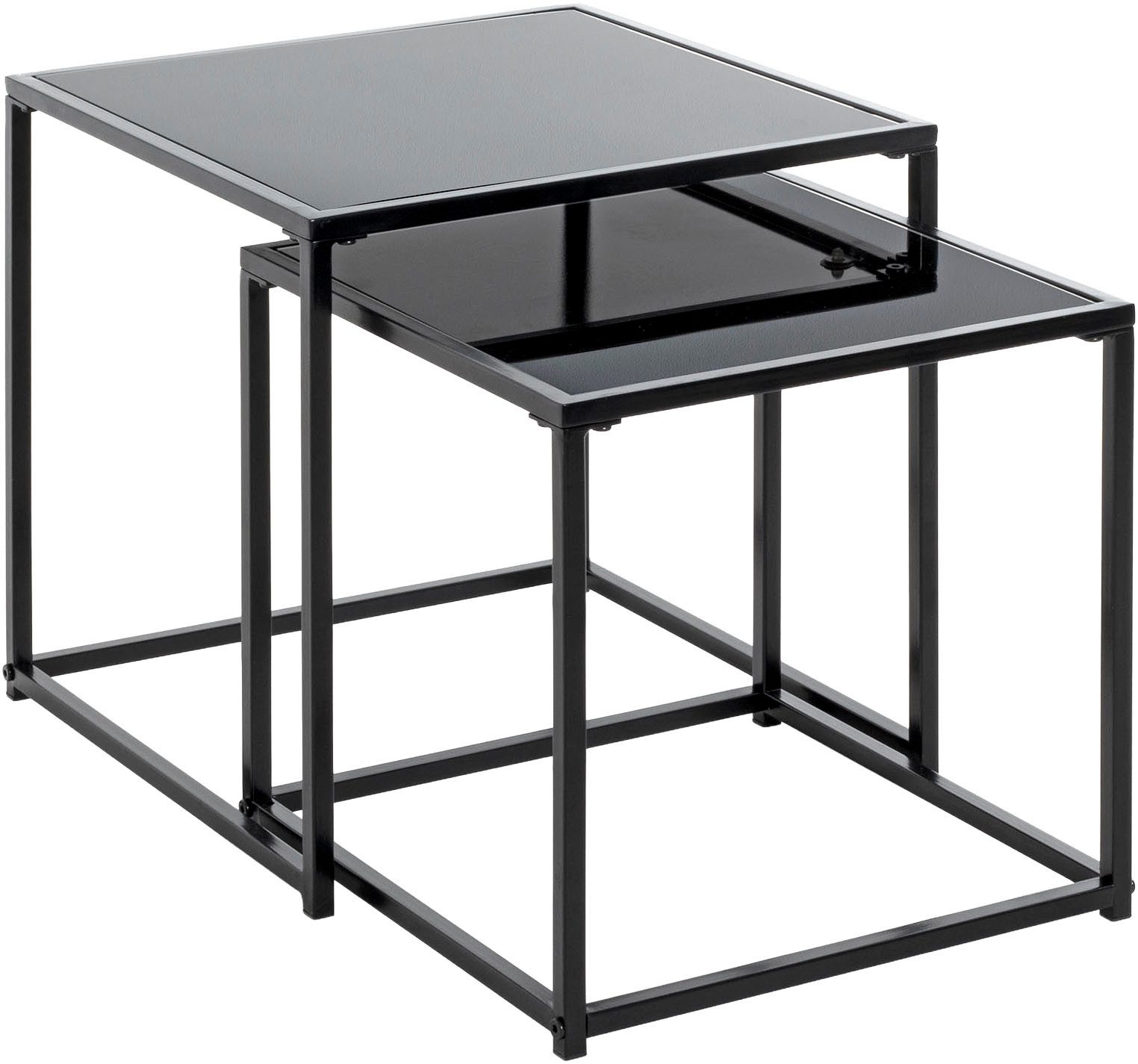 HAKU Beistelltisch Sofatisch, Wohnzimmertisch (Set, 2-St., 2er Set), quadratisch - aus Metall Schwarz B/T/H 35/35/35 und 40/40/40 cm