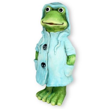 colourliving Gartenfigur Frosch Dekofigur stehend mit Mantel in blau Gartenfigur Frosch, Handbemalt, Keramik, Froschfigur