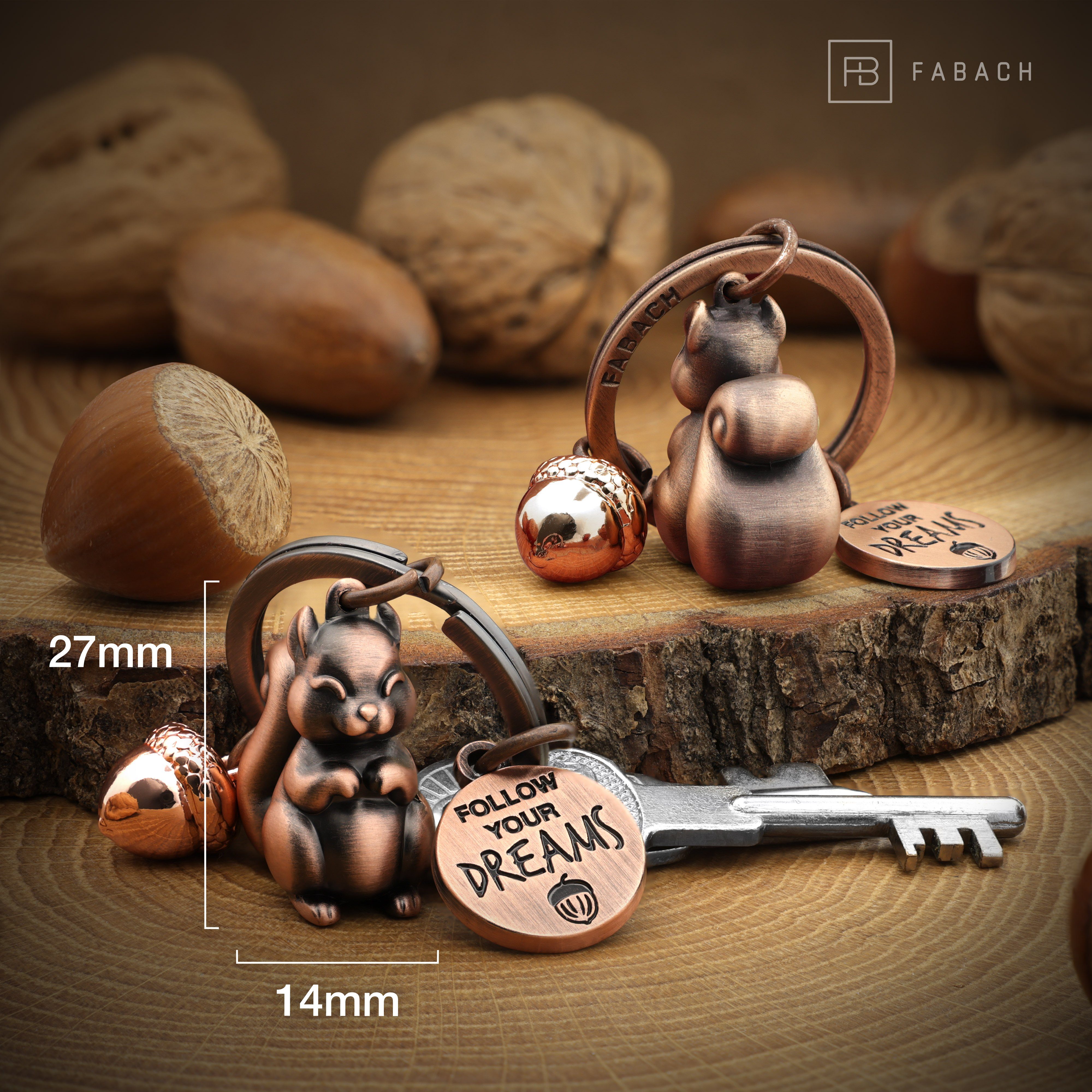 Follow Eichhörnchen FABACH - Your Dreams Skippy Roségold - Glücksbringer Schlüsselanhänger Antique Mutmacher