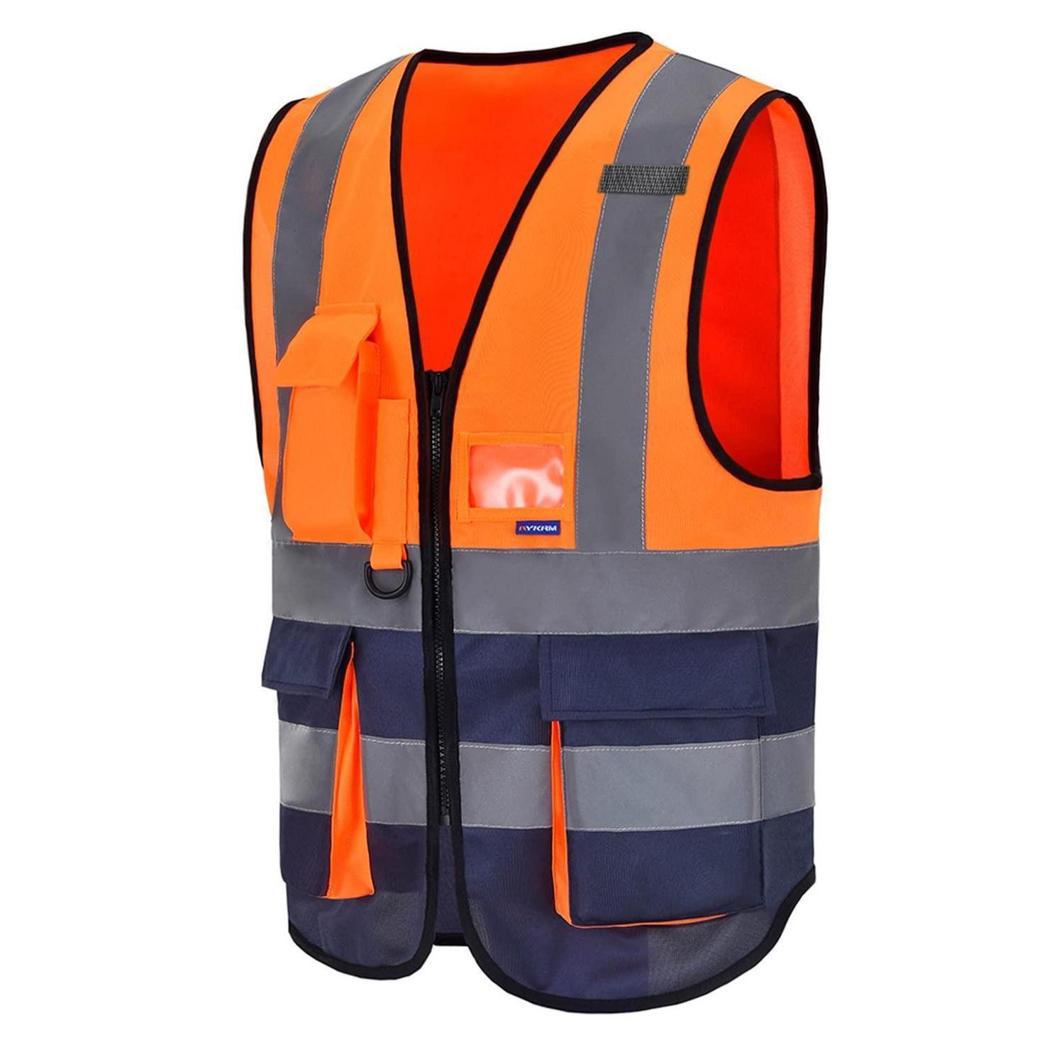 LuxusKollektion Warnweste Warnweste mit Handyfach XL Orange/Marine