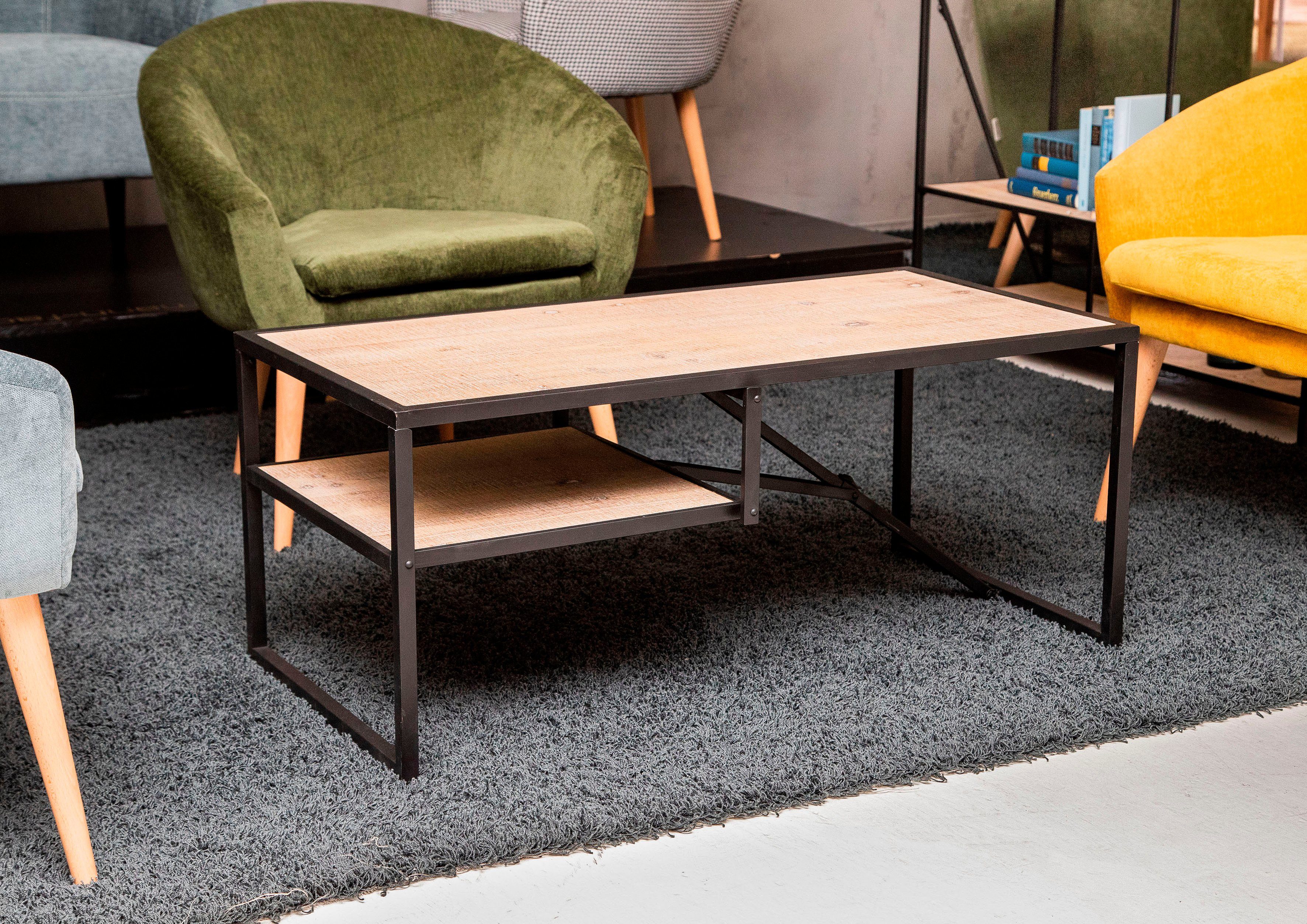 Gutmann Factory Couchtisch Alcott, Sofatisch, Wohnzimmertisch 100 x 50cm, klappbar, mit Ablage, Echtholzfurnier