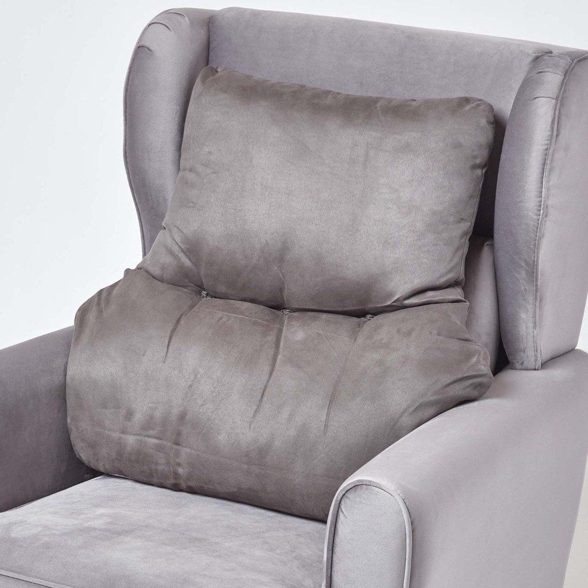 Homescapes Sitzkissen Rückenkissen grau – Rückenstützkissen 68 x 58 cm mit Velours-Bezug