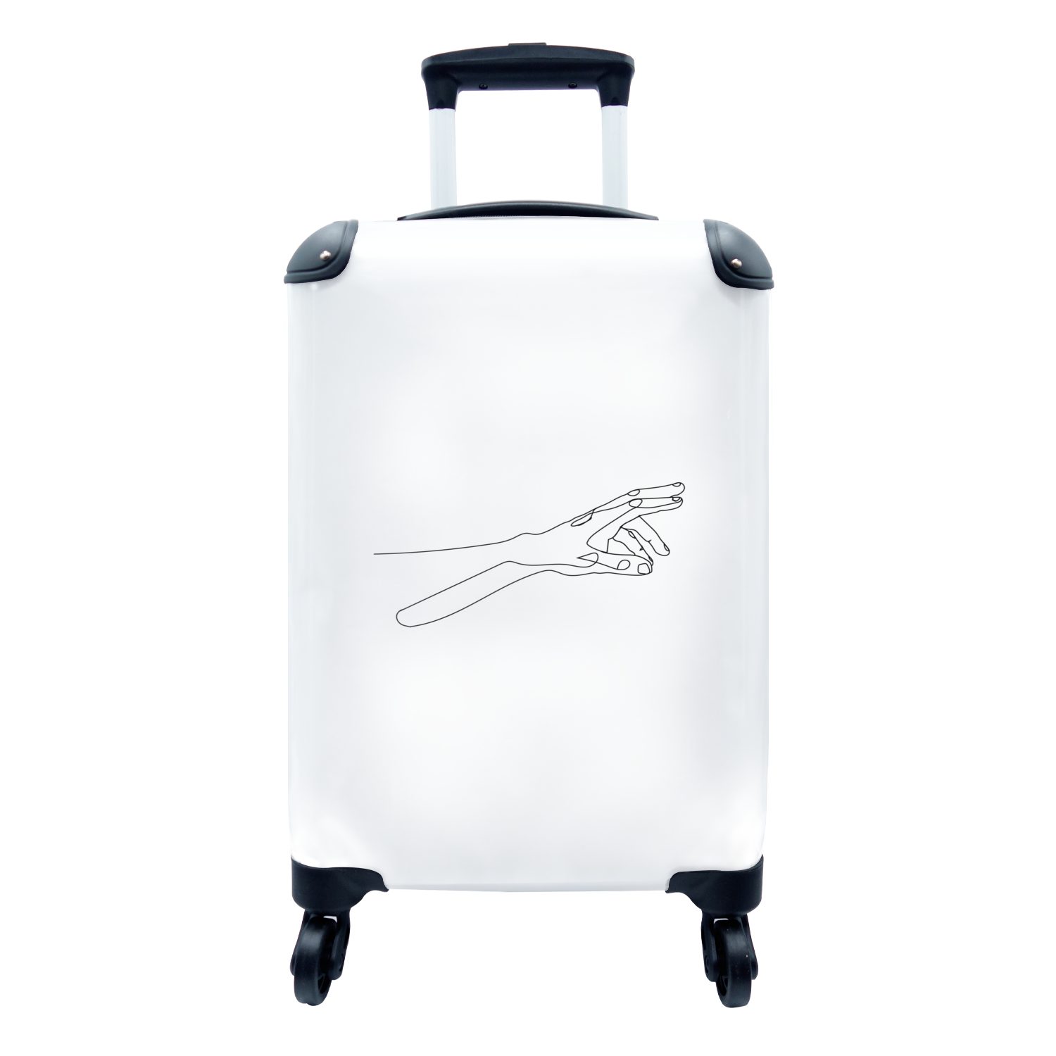 Reisekoffer Handgepäck Hände, für 4 Ferien, Trolley, rollen, Reisetasche Handgepäckkoffer mit Strichzeichnung - - Körper MuchoWow Rollen,