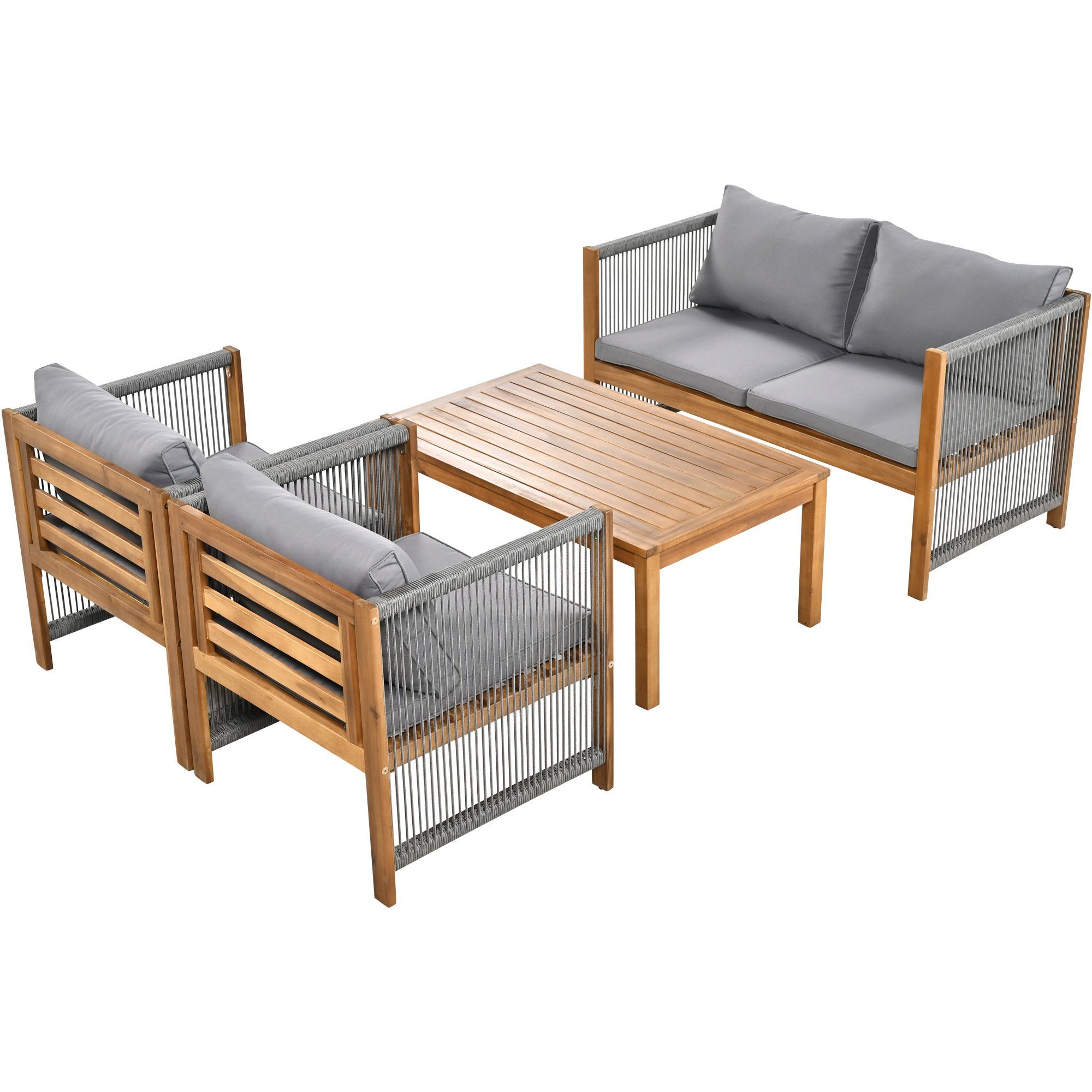 Gartenlounge-Set, (Gartenmöbel Set, 4-tlg), Sitzgruppe für 4 Personen, mit bequemem Kissen
