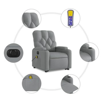 vidaXL Sessel Elektrischer Massagesessel mit Aufstehhilfe Hellgrau Stoff Relaxstuhl