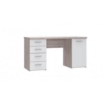 Forte Möbel Schreibtisch Schreibtisch Arbeitstisch Bürotisch PC Sandeiche Dekor / Weiß 145 cm