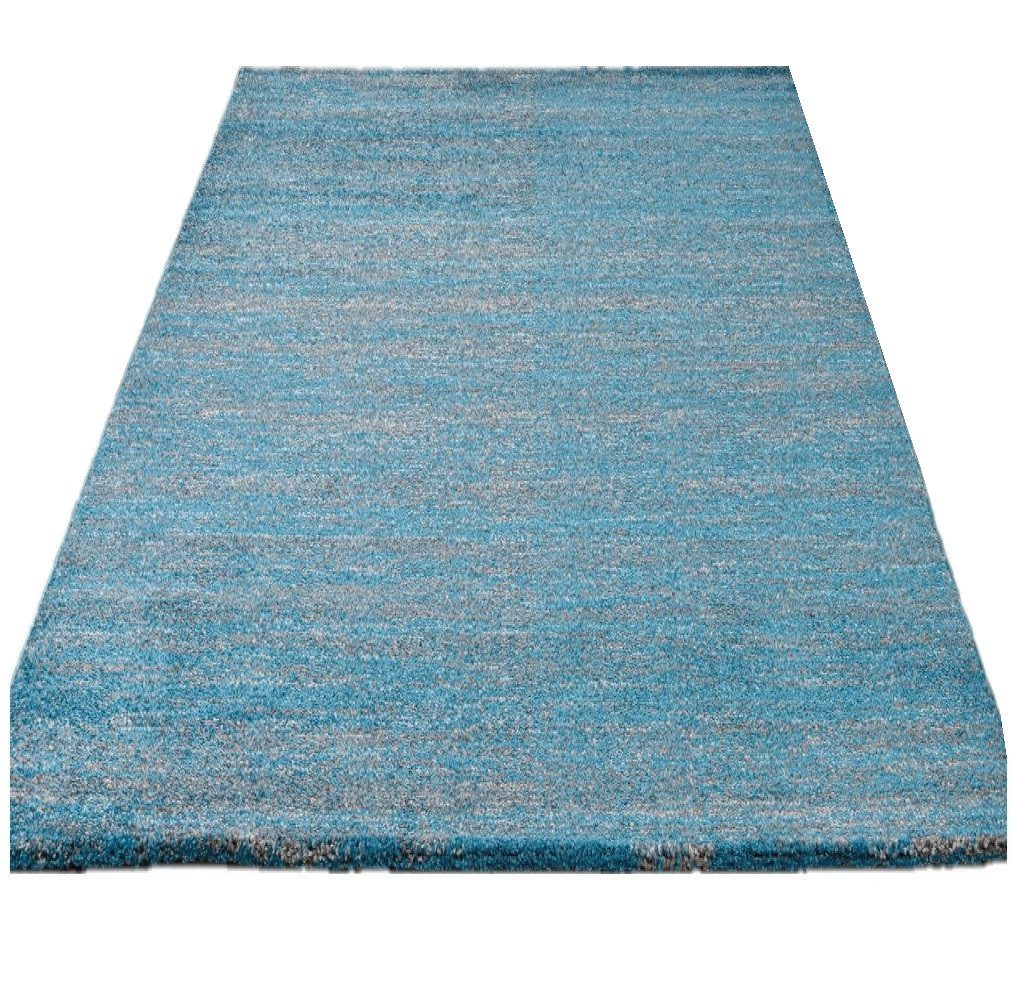 Vimoda Teppich Meliert Kurzflor Wohnzimmer Türkis Weiß Uni, Rechteckig, Höhe: 10 mm, Teppich retro, Wohnzimmer, Schlafzimmer & Flur
