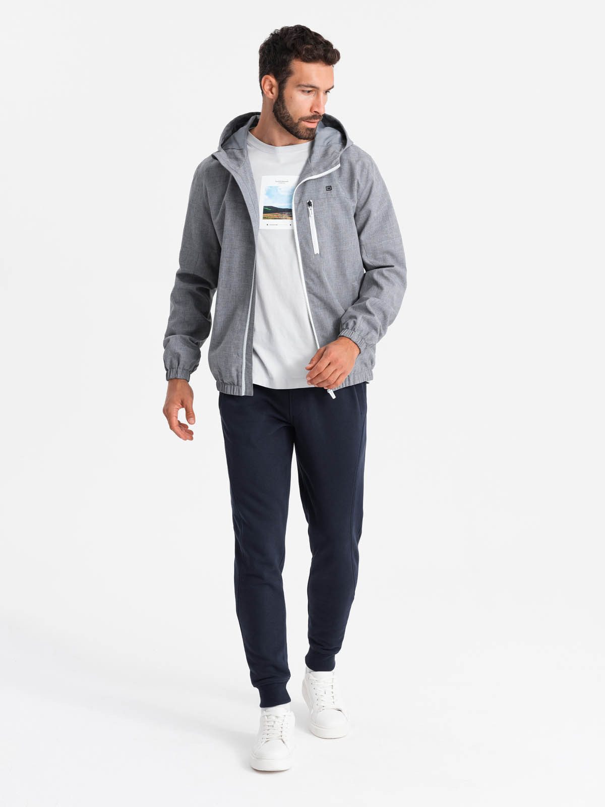 OMBRE Regenjacke Leichte Sportjacke für Herren mit Fleece-Futter -.