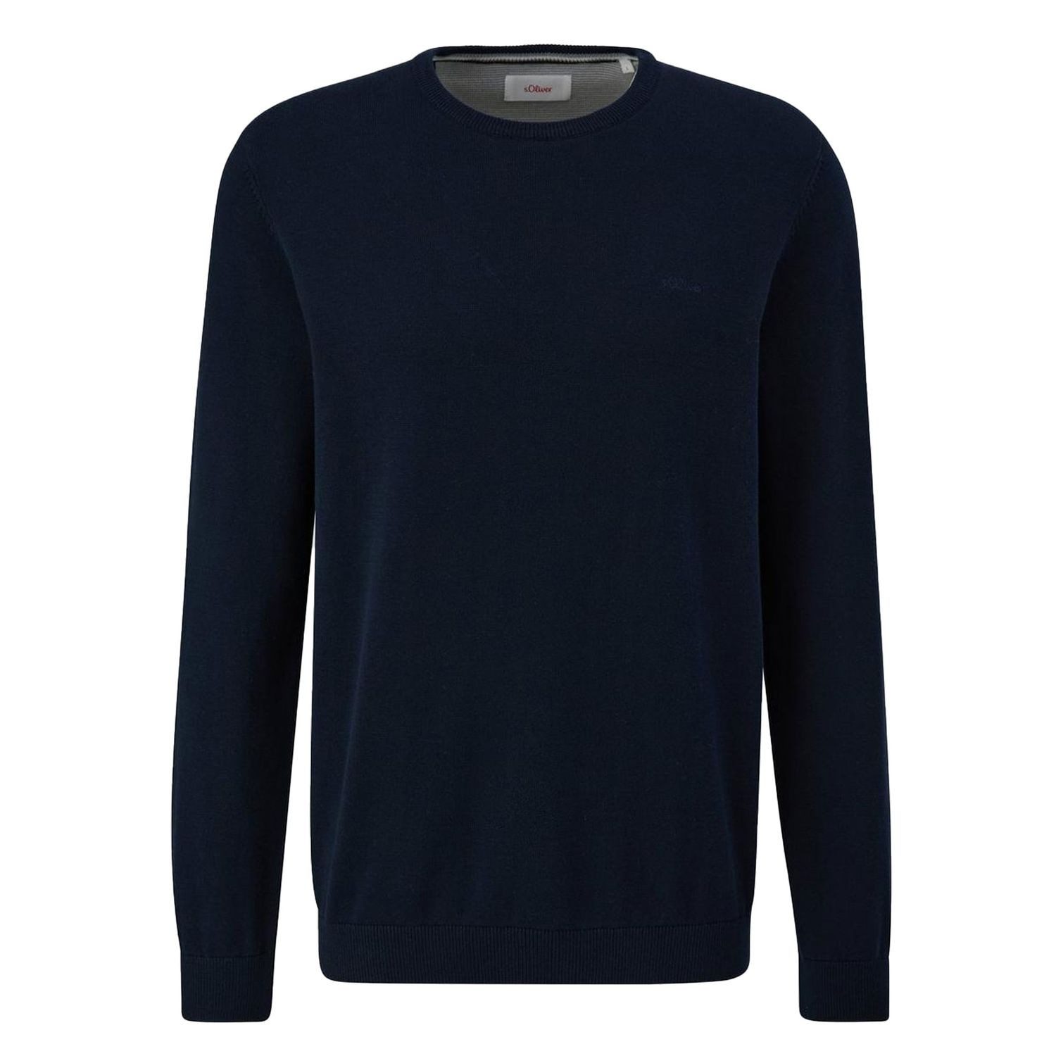 s.Oliver Rundhalspullover Pullover (1-tlg) Rundhals-Ausschnitt, langarm, Logo-Stickerei