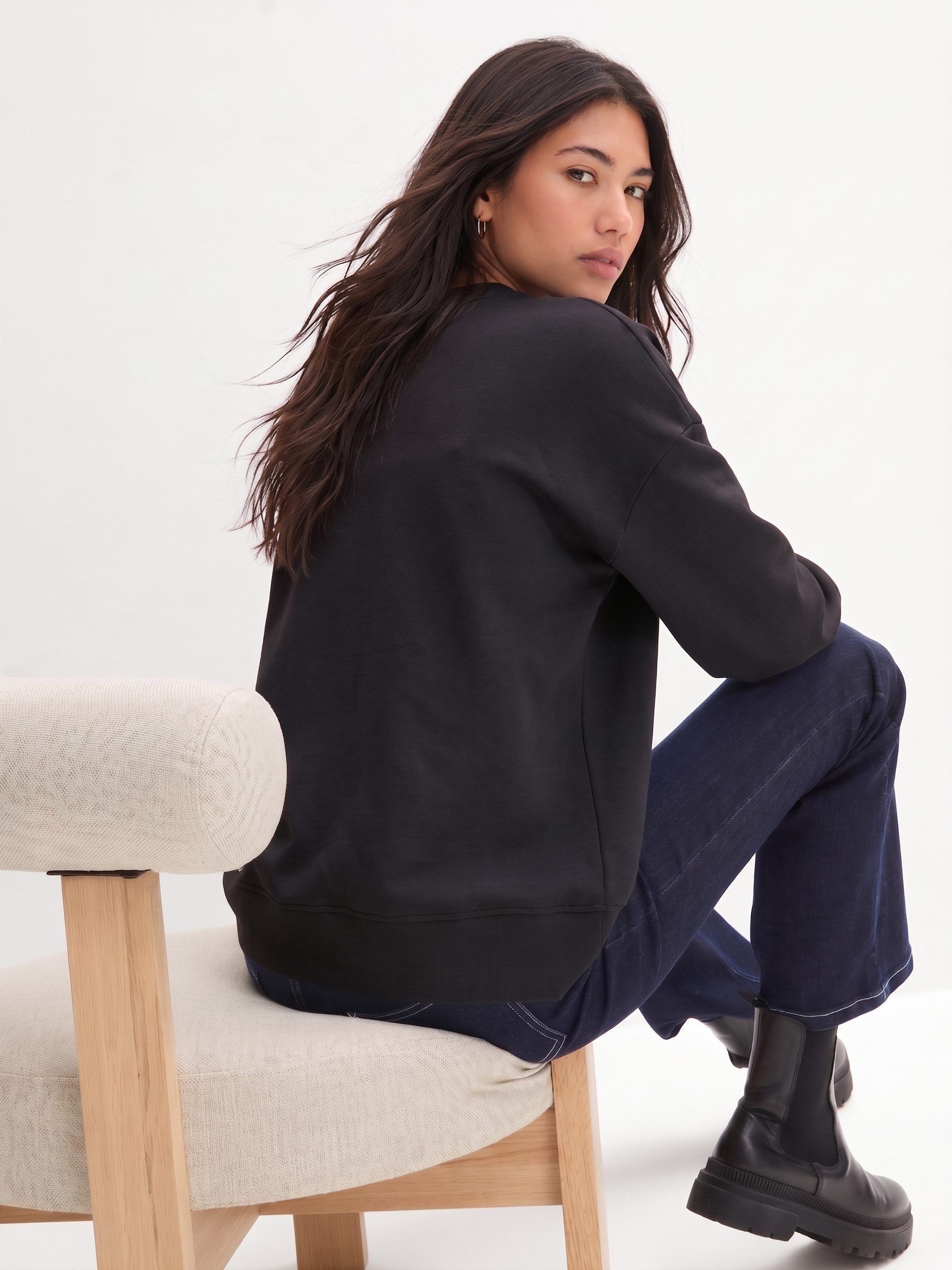 COMEOR Sweatshirt Damen Sweatshirt mit Rundhalsausschnitt Basic Pullover Oversize – Bild 3 von 5
