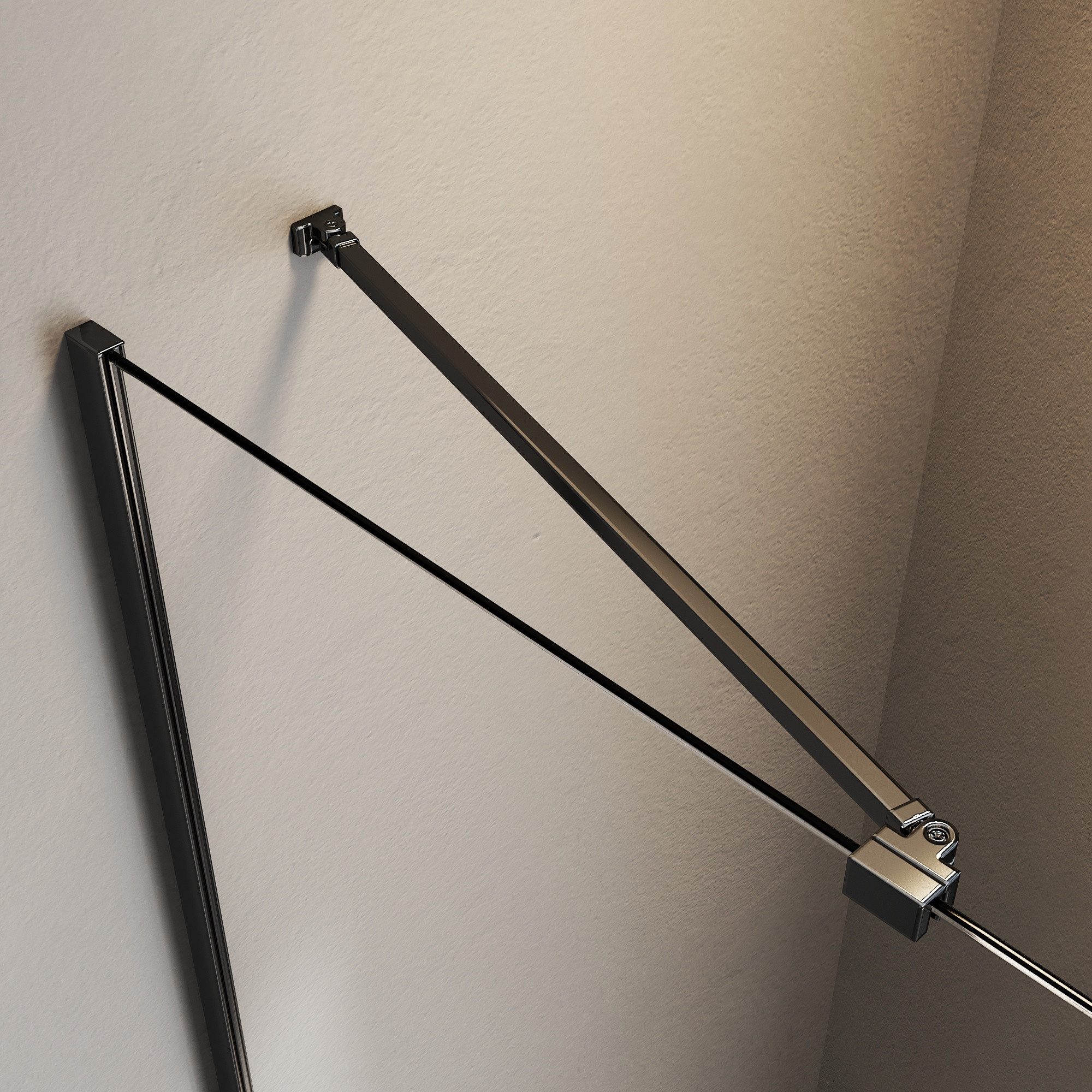 Hopibath Duschwand-Stabilisationsstange Schwarz 48cm für Seitenwand Seitenteil, (Stabilisator, rechteckig), für Duschabtrennung Duschwand Walk In Dusche
