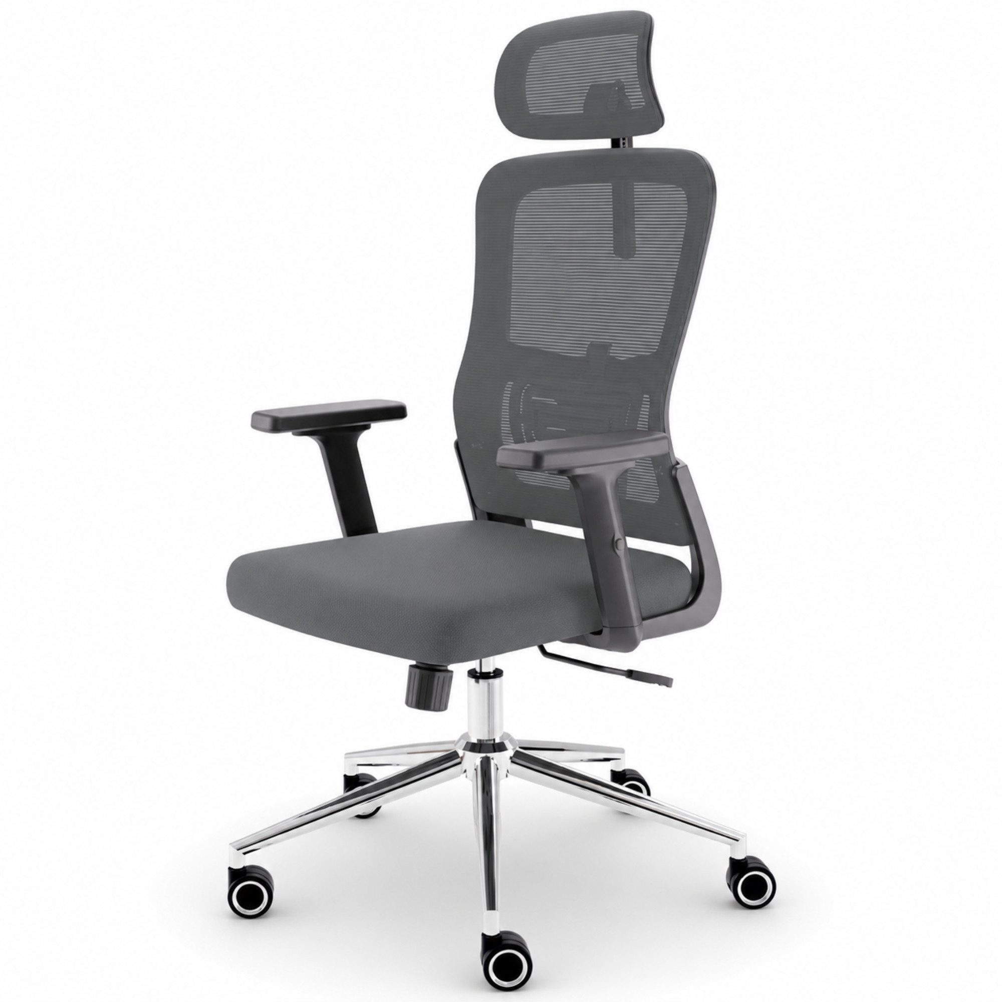 CLOUVOU Bürostuhl Ergonomisch, Schreibtischstuhl bis 150 kg - Testsieger (BrightSeat - Chefsessel für Arbeitszimmer, 2D Armlehne), Blade Wheels, Homeoffice, Gaming Stuhl, Drehstuhl