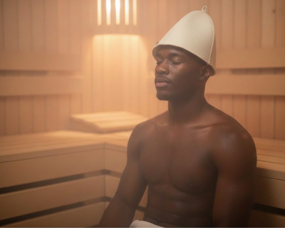 Saunagut Sauna-Aufgussset Saunagut Sauna-Mütze weiß aus Filz (Halbwolle)