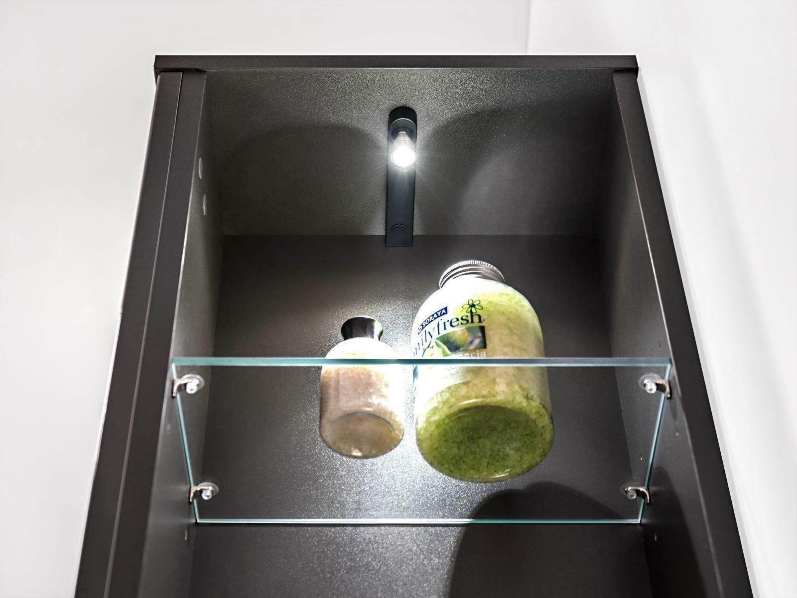 Badezimmerspiegelschrank LED Sofort Beleuchtung (1-St) Spiegelschrank mit JVmoebel Spiegel Badezimmerschrank
