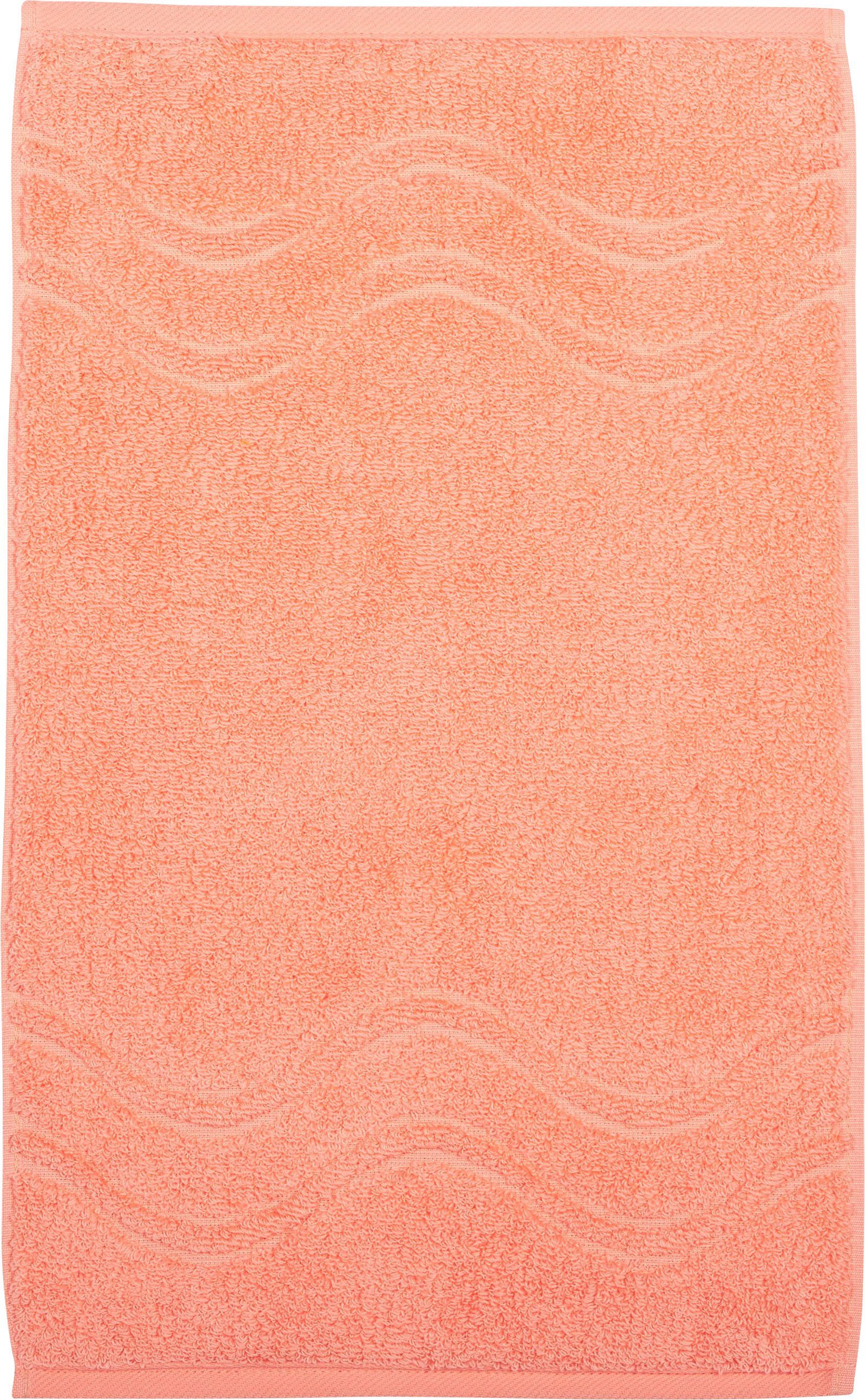 Cashmere ROSS (6-St), peach-pink mit Gästehandtuch feeling, Wellen-Bordüre Frottier