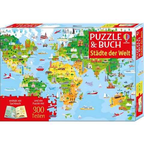 Usborne Verlag Puzzle Puzzle & Buch: Städte der Welt, 200 Puzzleteile