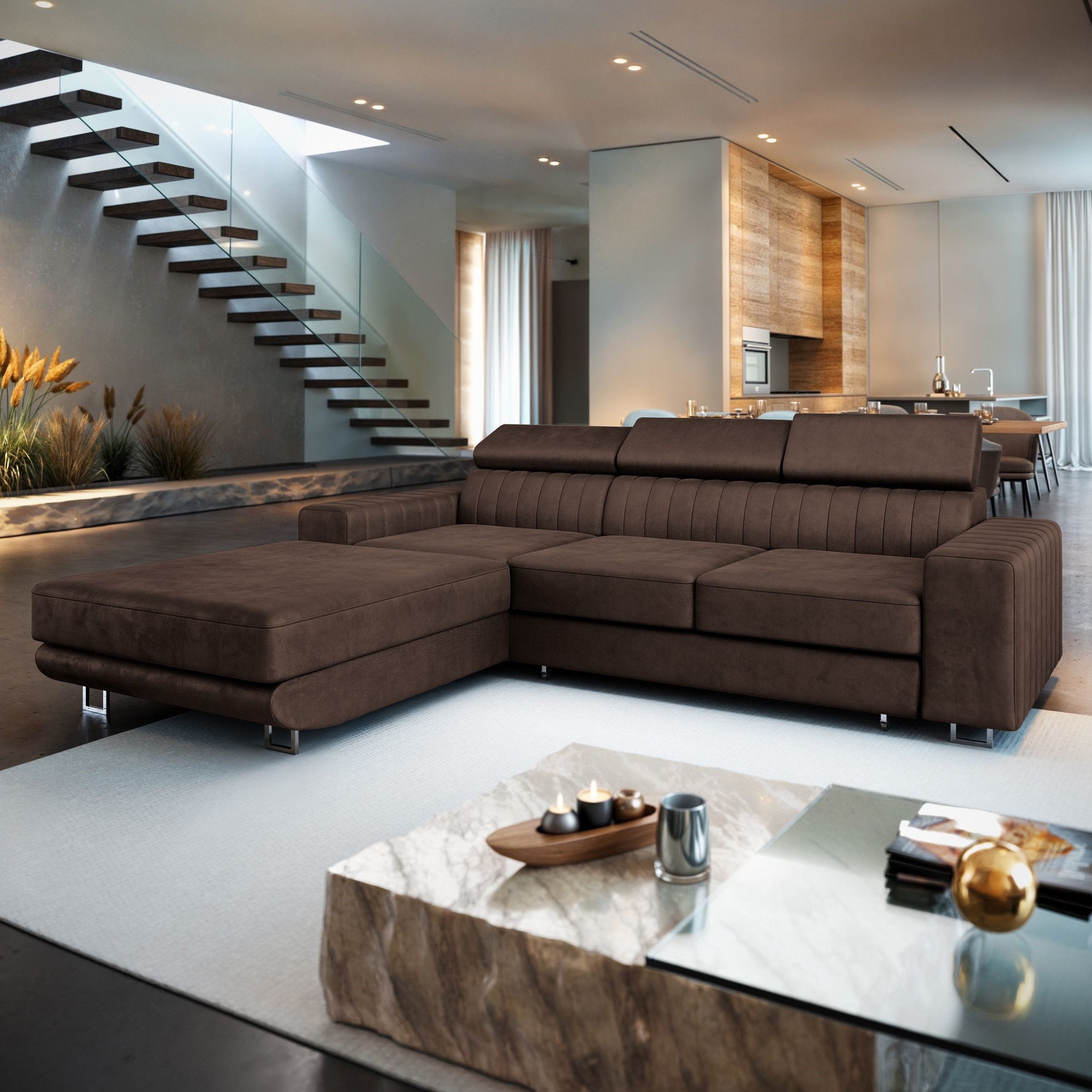 Masseno Ecksofa NOTO mit Schlaffunktion L-Form, Sofa mit Bettkasten