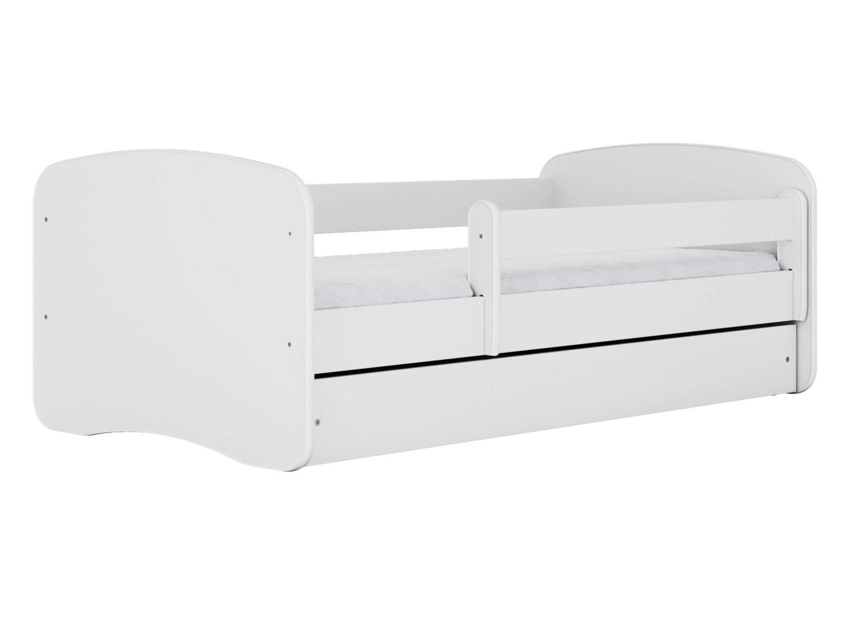 Beautysofa Kinderbett für Jungen PAUL 70x140 cm (Modernes, minimalistisches Design, Weißes Kinderbett mit Rausfallschutz für Jungen), Kinderbett mit Matratze