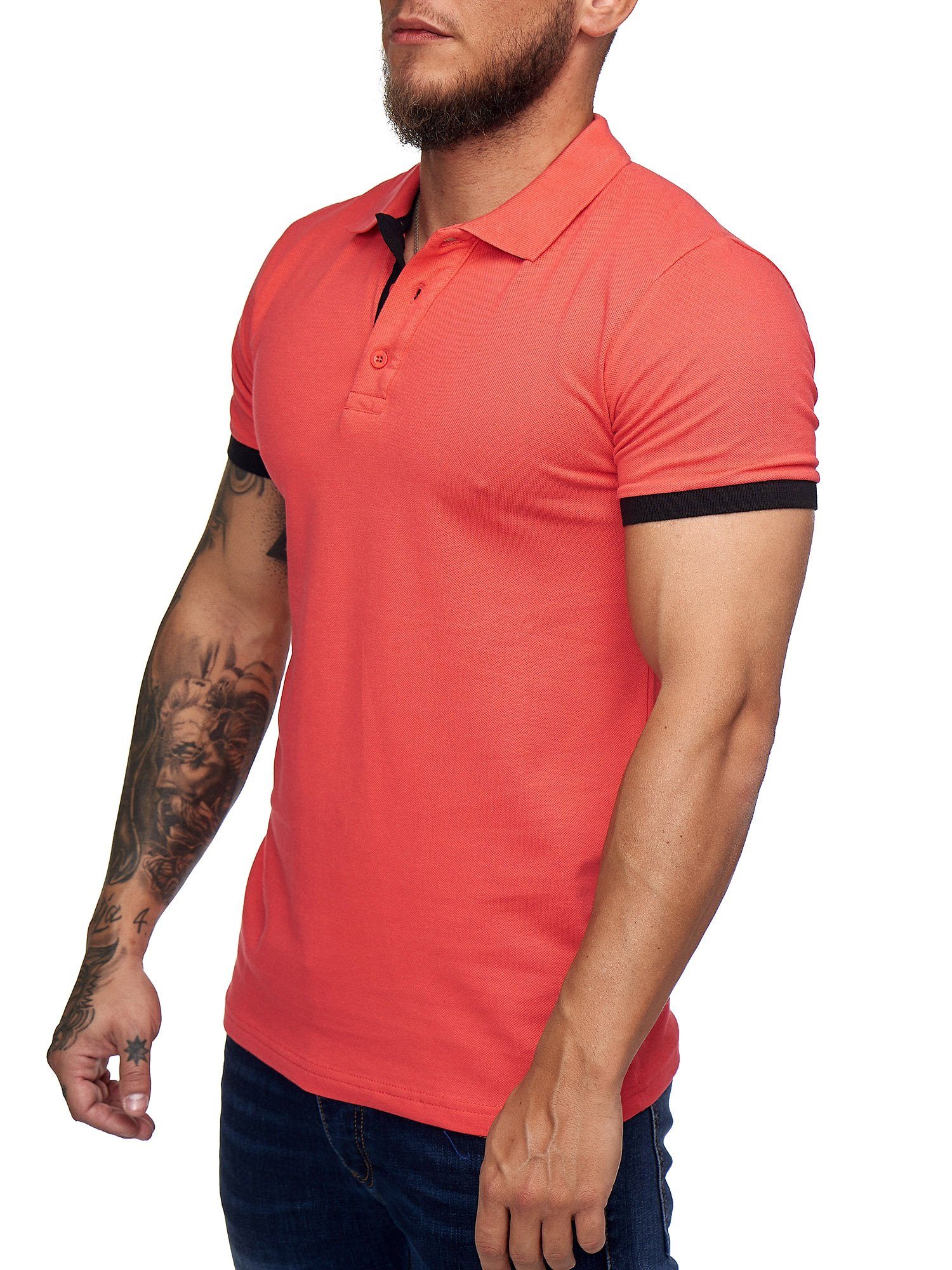 Code47 Basic Poloshirt (1-tlg) Kurzarm Fit Herren T-Shirt Einfarbig Code47 Polohemd Slim Fuchsia