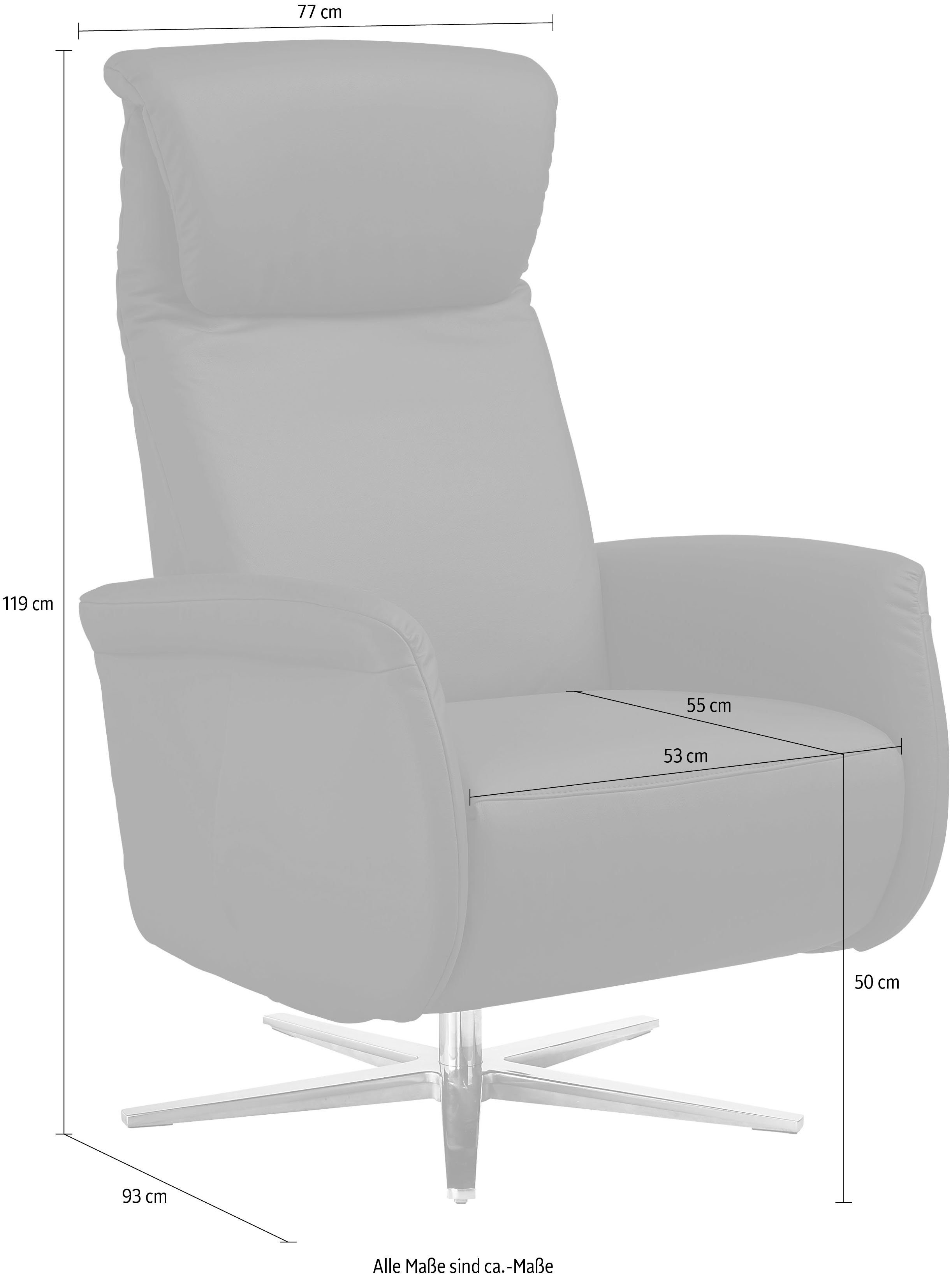 Home affaire Relaxsessel Cartore Chromfuß, mit manueller oder motorischer Verstellung mit Akku, drehbar, hochwertiger Kaltschaum, Drehsessel