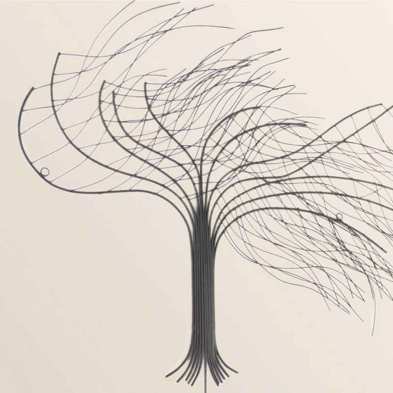 Casa Moro Wanddekoobjekt Metall Wanddeko Baum im Wind 75 x 57 cm (B/H) schwarz (Silhouette Boho Chic Wand-Kunst, Wandschmuck Metall-Skulptur 3D Wand-Bild), Kunsthandwerk Geschenk Idee