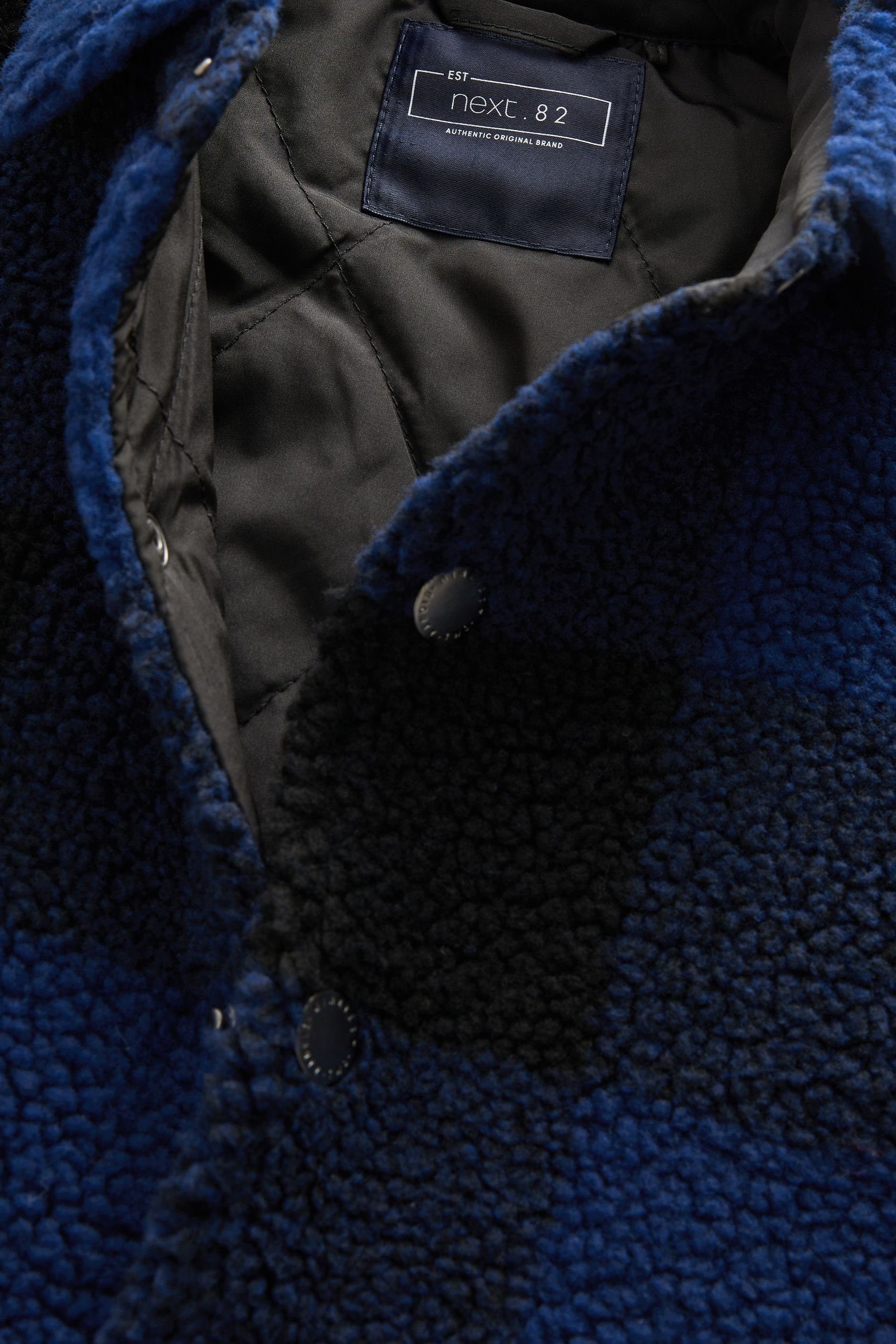(1-tlg) Check Blue Buffalo Teddykunstfell-Hemdjacke Next Outdoorhemd