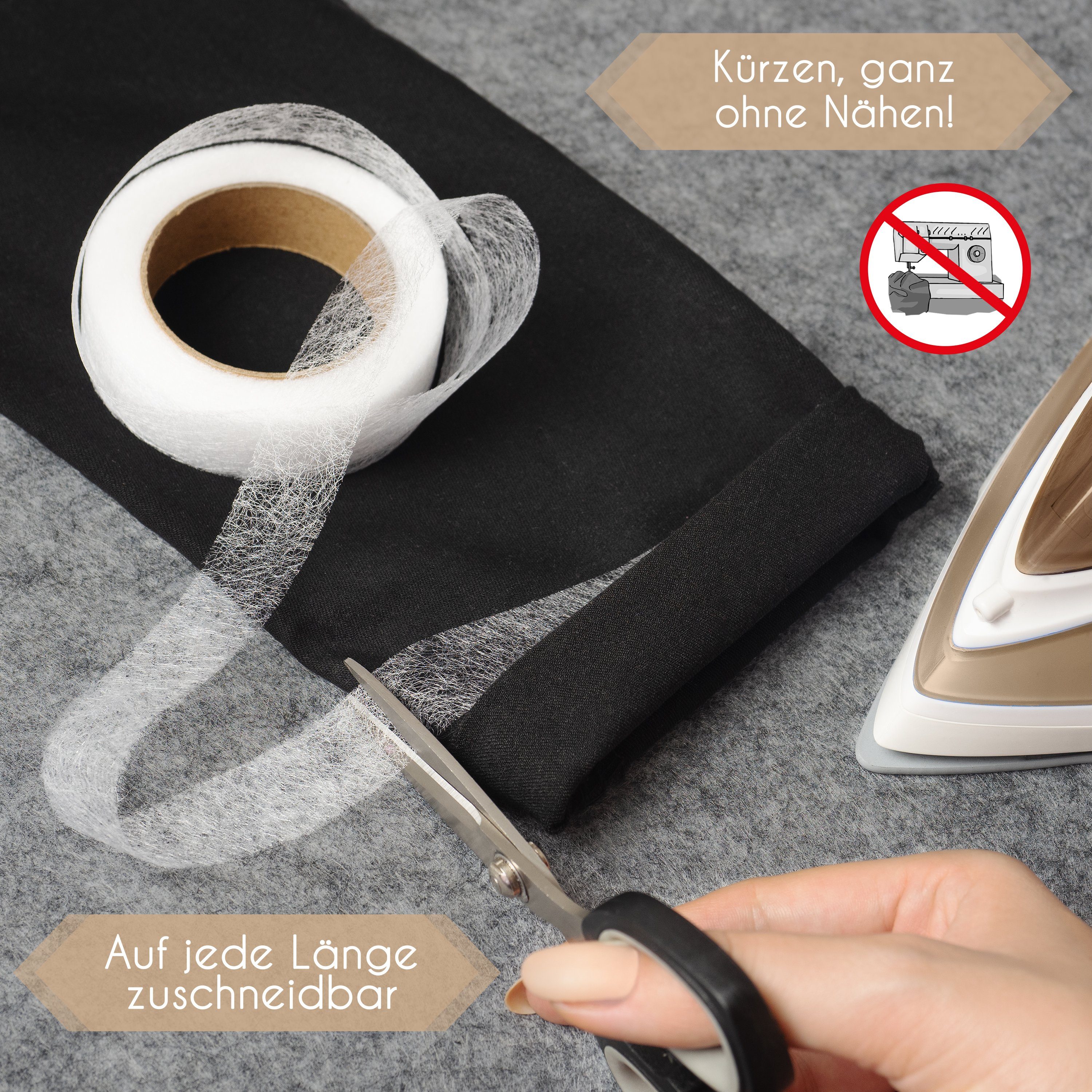 Villkin Versteifungsband - Saumband (60m x 2cm), Zum Bügeln