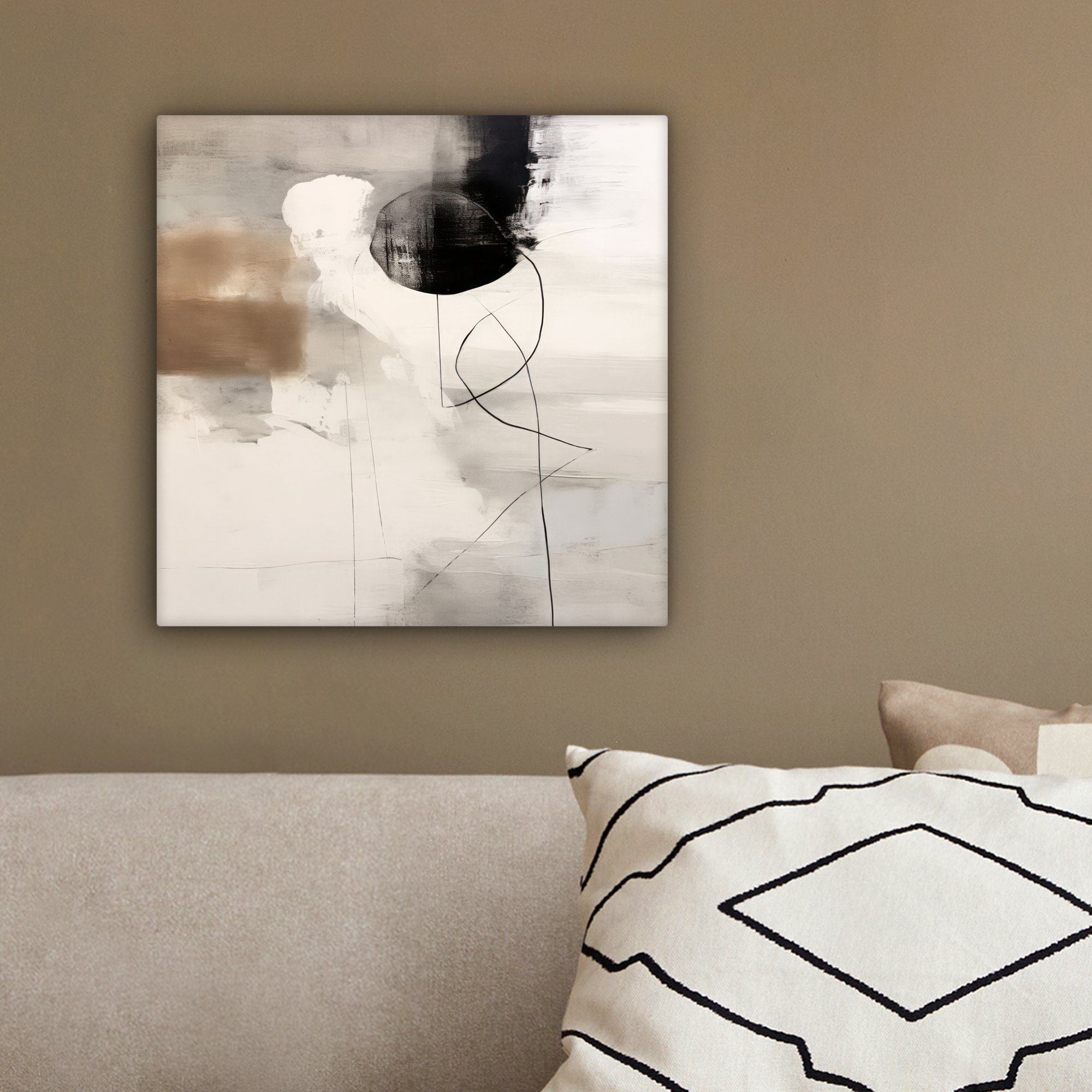 20x20 Abstrakte Grau Leinwand - Kunst Schlafzimmer, Wohnzimmer Industriell, (1 für Bilder cm - OneMillionCanvasses® St), Leinwandbild