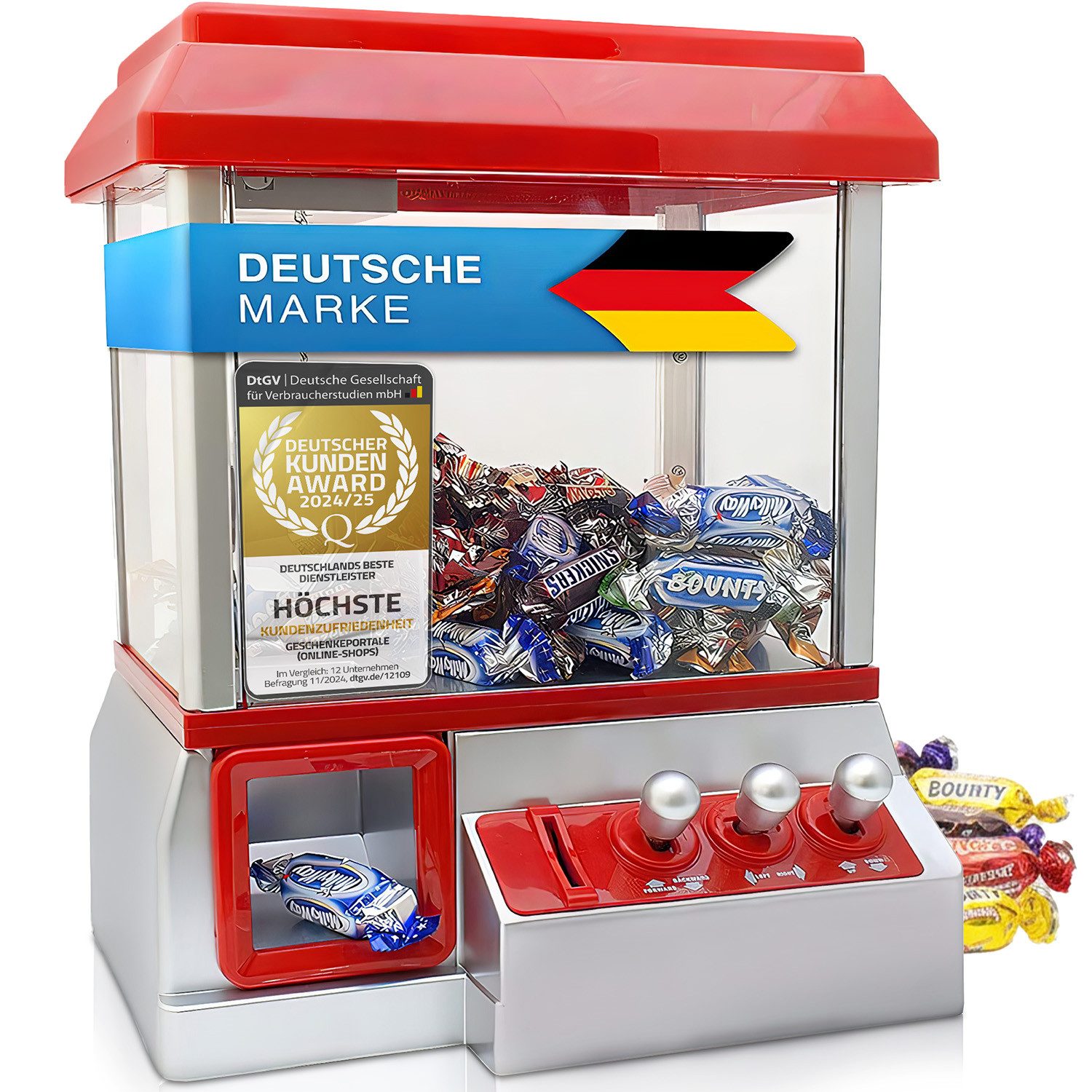 Goods+Gadgets Spieltisch Spieltisch Candy Grabber – Süßigkeitenautomat mit Greifarm & Joystick, (Spielautomat), Süßigkeiten Greifautomat