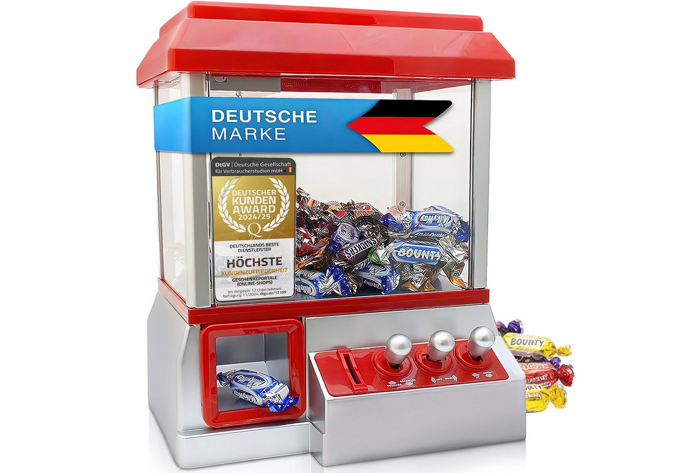 Goods+Gadgets Spieltisch Spieltisch Candy Grabber – Süßigkeitenautomat mit Greifarm & Joystick, (Spielautomat), Süßigkeiten Greifautomat