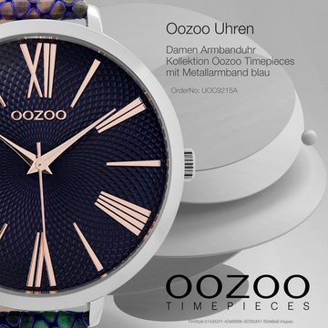 OOZOO Quarzuhr Oozoo Damen Armbanduhr Timepieces Analog, Damenuhr rund, extra groß (ca. 48mm) Metallarmband, Fashion-Style