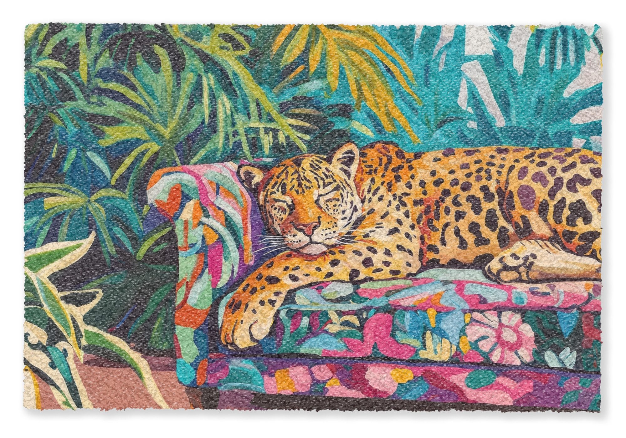 MuchoWow Fußmatte Leopard - Bunt - Tropisch, Rechteckig, innen Schmutzfangm günstig online kaufen