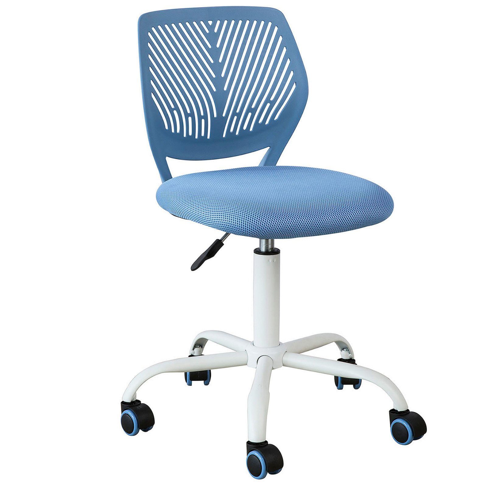 SoBuy Schreibtischstuhl FST64, Jugenddrehstuhl Drehstuhl Bürostuhl mit Rücklehne höhenverstellbar blau
