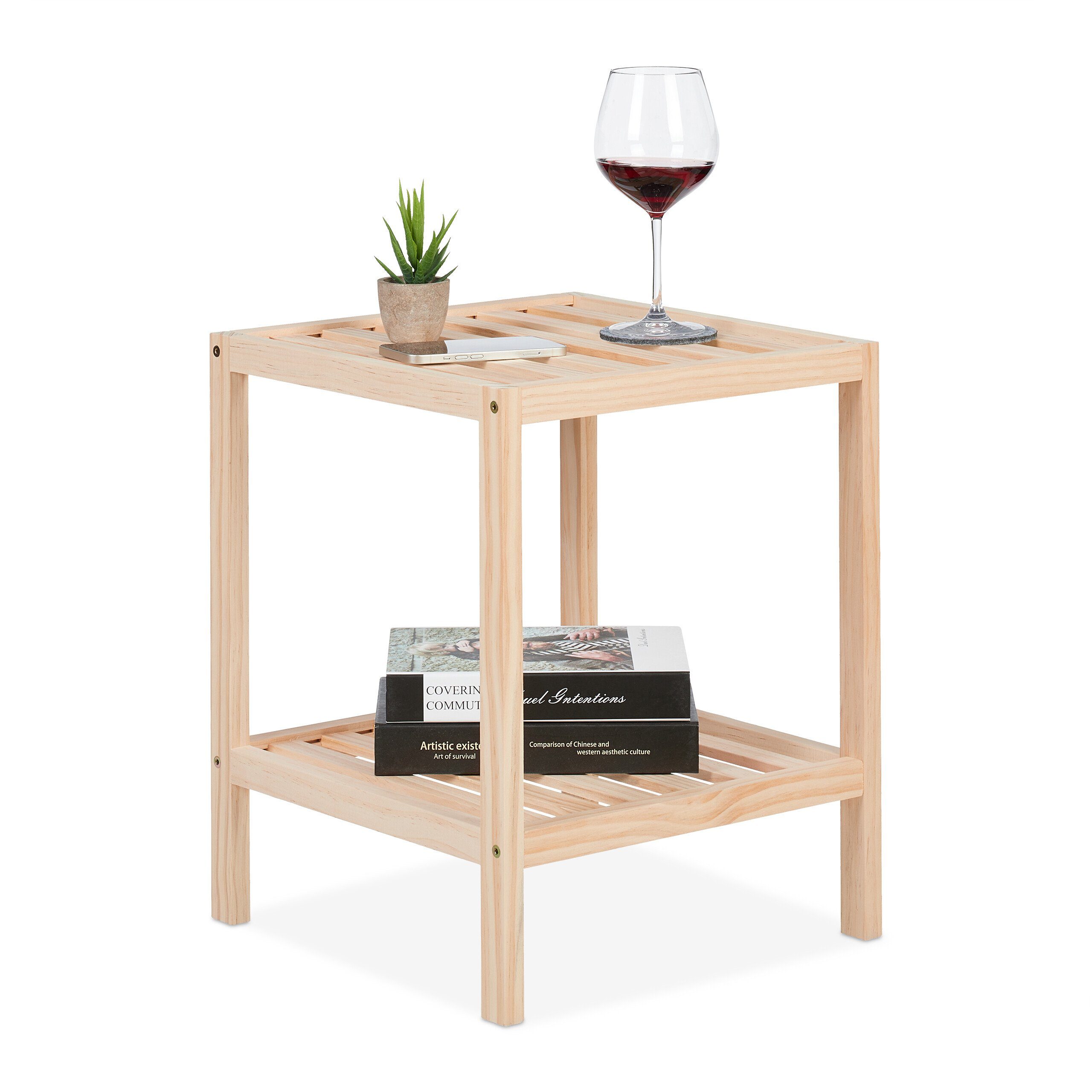 aus Beistelltisch relaxdays Holz Beistelltisch