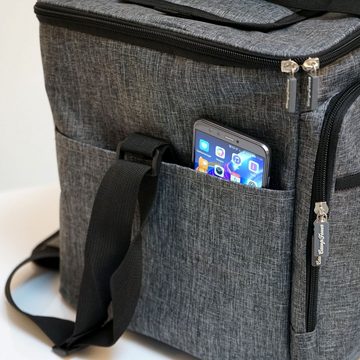 CampFeuer Freizeitrucksack Kühltasche 30 Liter, grau-meliert, leicht und wasserdicht