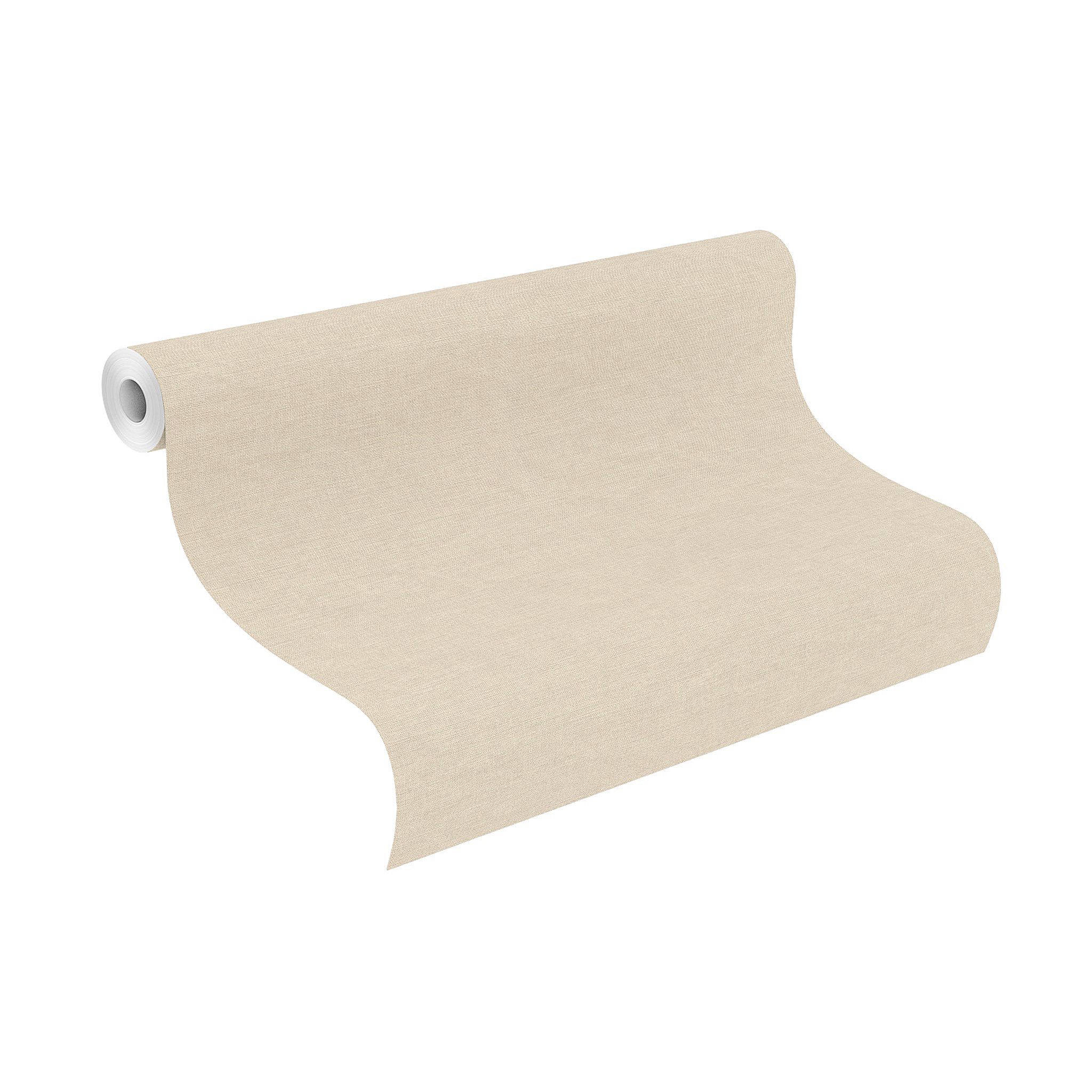 Rasch Vliestapete Leinenoptik in hellem Beige, strukturiert, einfarbig, uni, Leinenoptik, (1 Rolle, 1 St), Stoffoptik