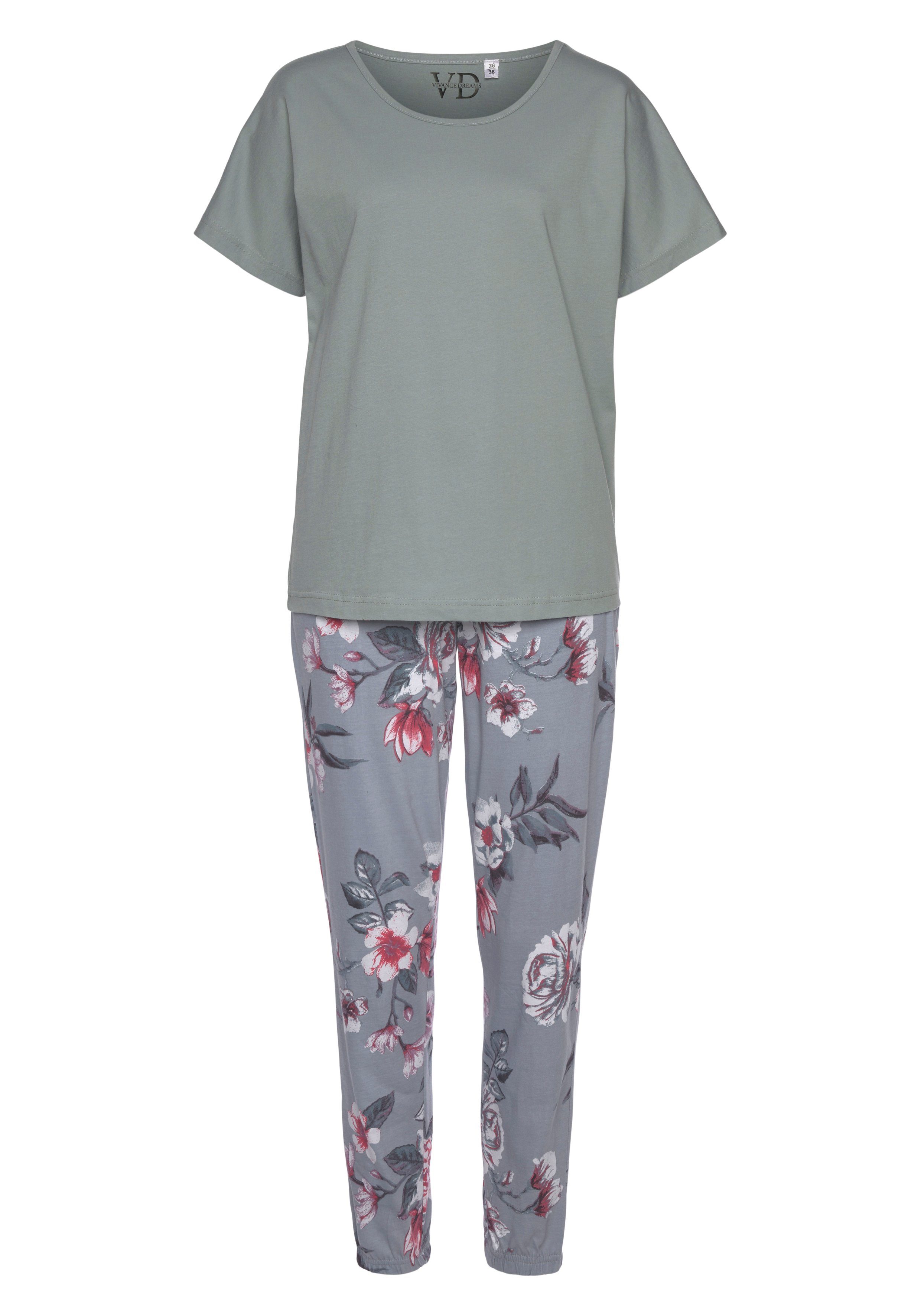 Vivance Dreams Pyjama (2 Hortensienmuster 1 tlg., Stück) mit