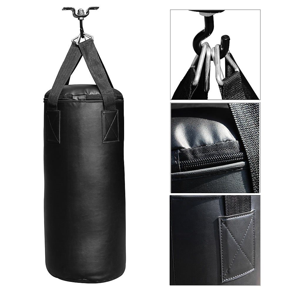 Feel2Home Boxsack Boxset 10kg Boxsack gefüllt + Halterung + Handschuhe + Bandage Punch (Komplettset, 3-tlg., Boxsack mit Handschuhen), Platzsparend