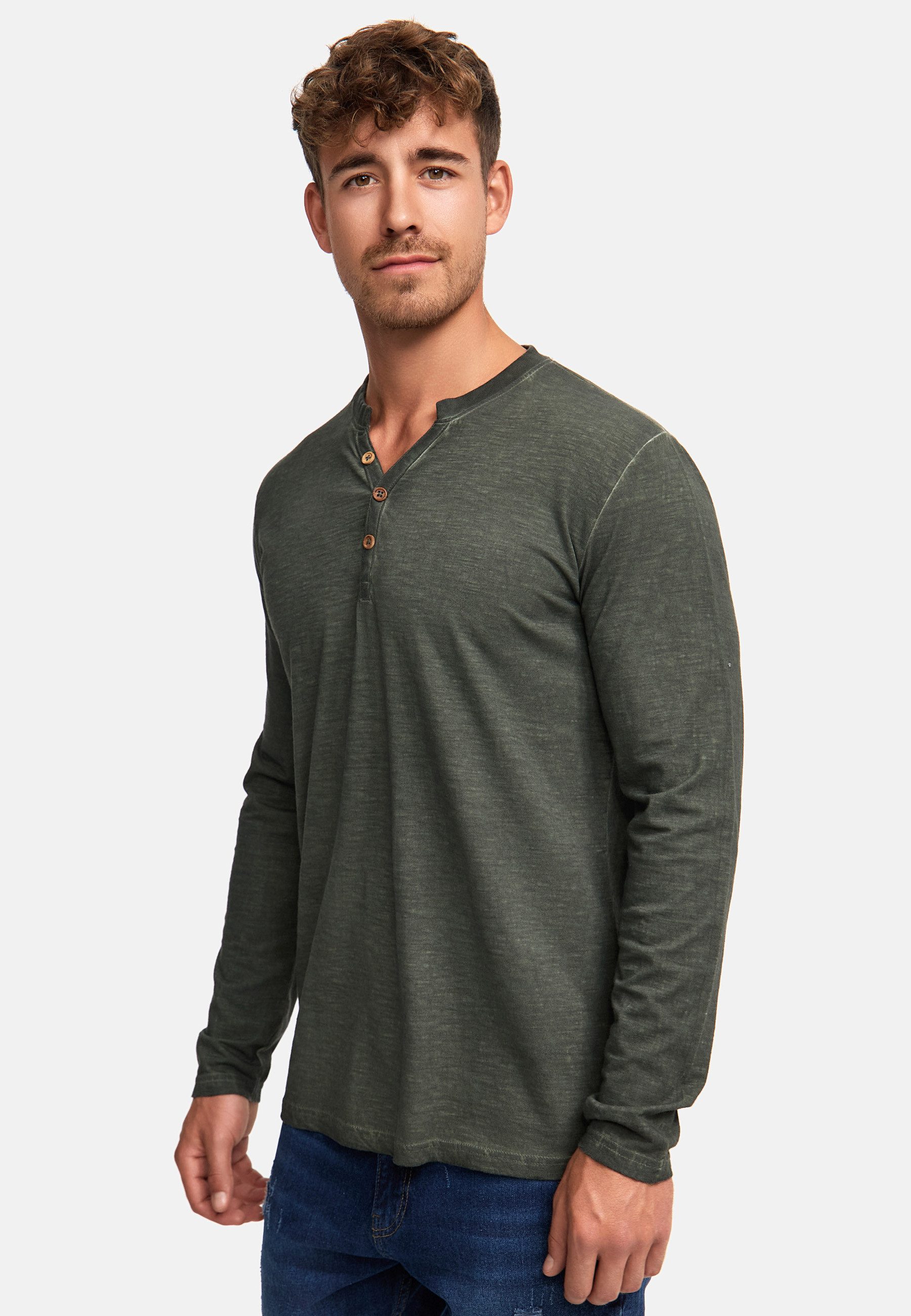 Indicode Langarmshirt Herren INKilsone Shirt Langarm Herrenshirt lässiges Longsleeve mit modischer Knopfleiste