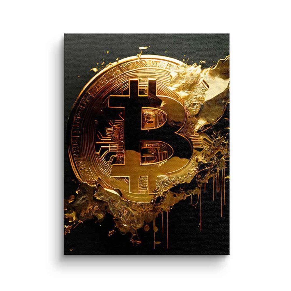 DOTCOMCANVAS® Leinwandbild, Leinwandbild raw Bitcoin crypto Handel trading mit diamond Rahmen hands Börse ohne