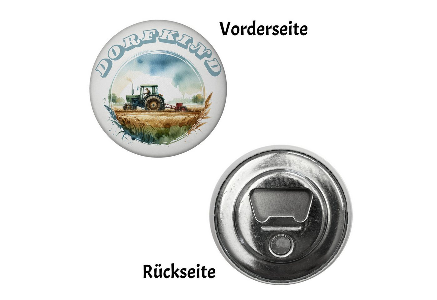 Thumbnail - speecheese Magnet Traktor mit Pflug auf dem Feld Dorfkind Magnet mit Flaschenöffner rund