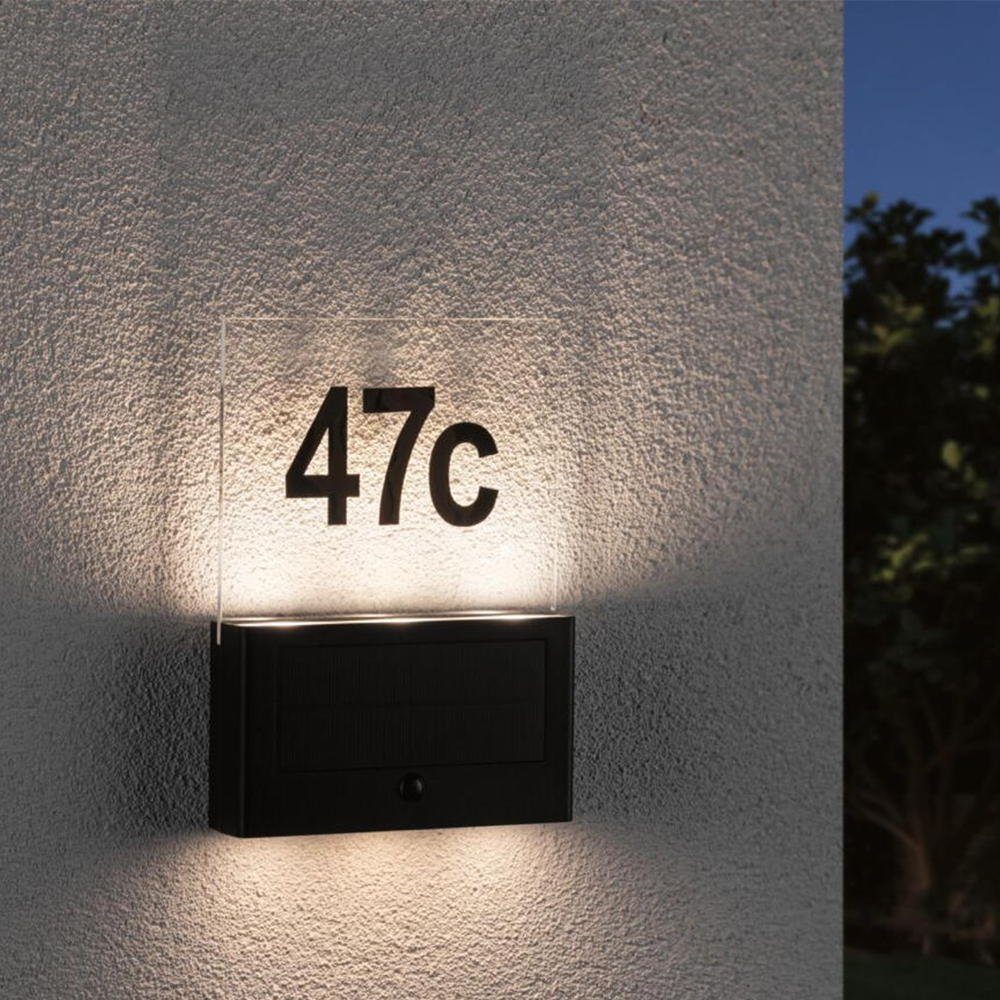 Paulmann Gartenleuchte LED Solar Hausnummernleuchte Neda in Anthrazit  2x0,5W 20lm IP44 mit, keine Angabe, Leuchtmittel enthalten: Ja, fest  verbaut, LED, warmweiss, Hausnummernleuchten, IP44