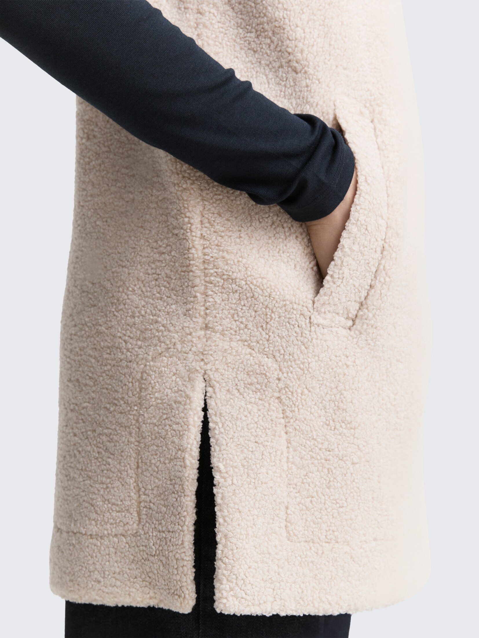 TOM TAILOR Sweatjacke Strick & Sweatshirts Teddy Weste mit Kapuze