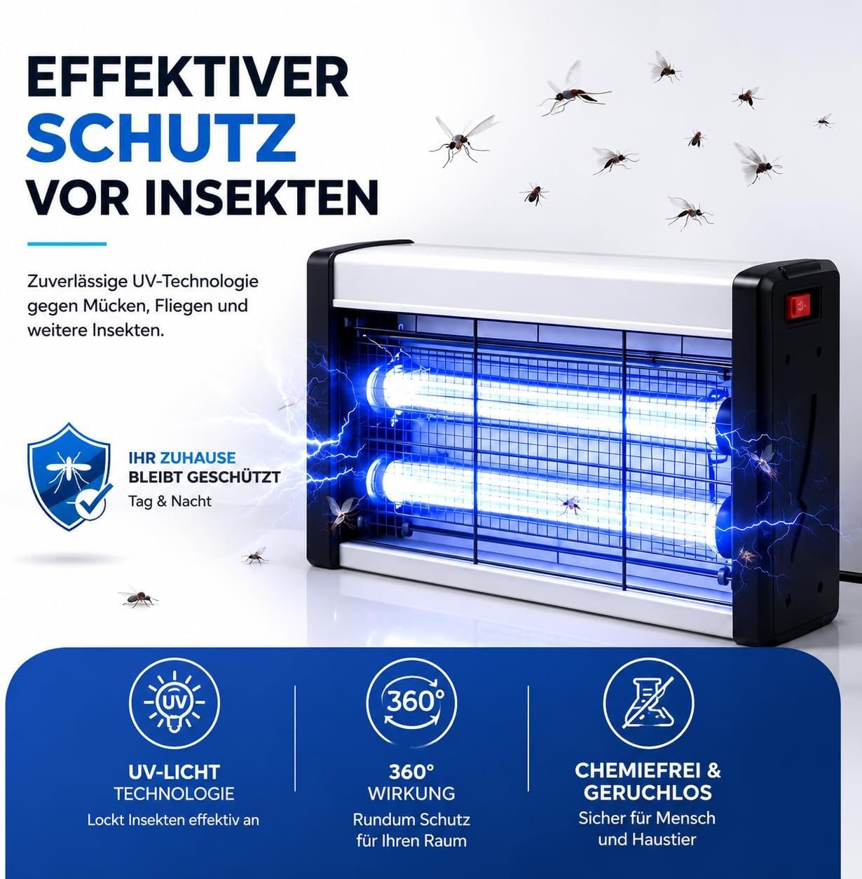 HaushaltO Insektenvernichter Elektrischer UV-Insektenvernichter für innen, rund oder eckig – Bild 4 von 5