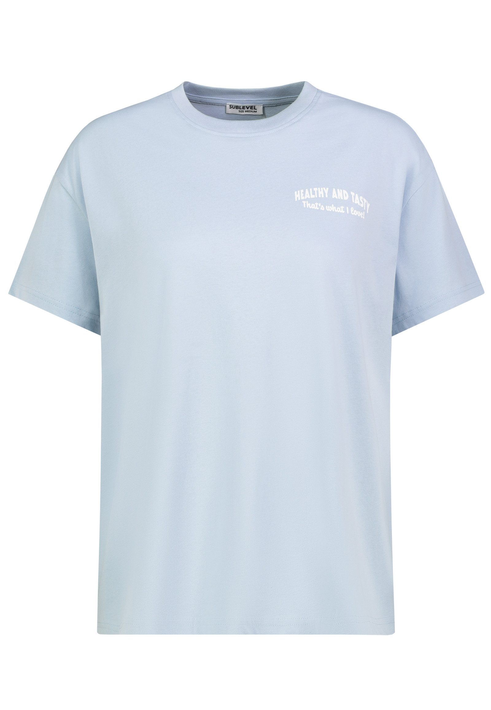 SUBLEVEL T-Shirt Moderner Motivprint Rundhals Kurzarm für Damen (1-tlg) Baumwolle Normal Fit Rundhals Kurzarm Spruch atmungsaktiv